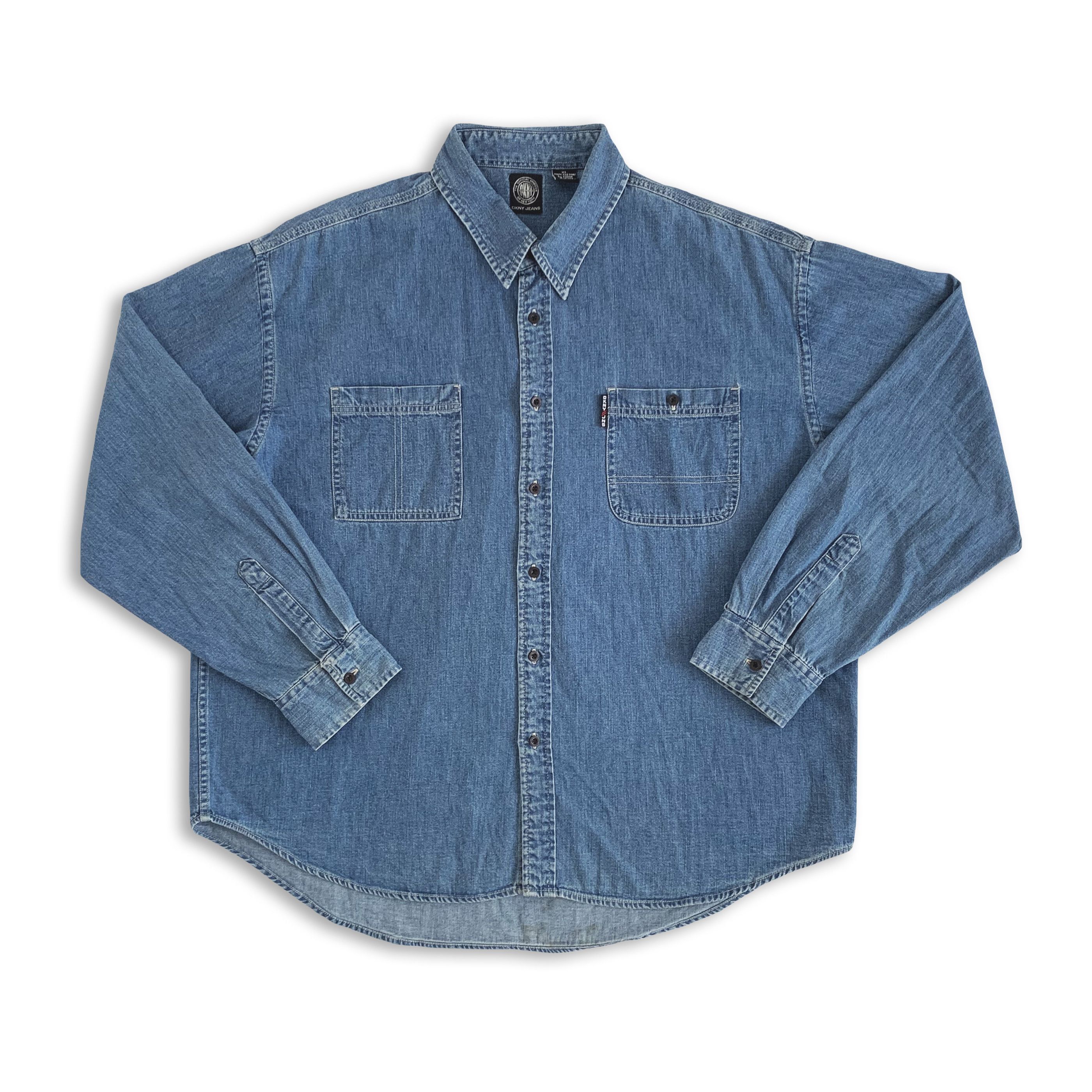 DKNY Vintage 90s DKNY Button Up Shirt Denim Jeans Oversize Size US XXL / EU 58 / 5 - 2 Thumbnail
