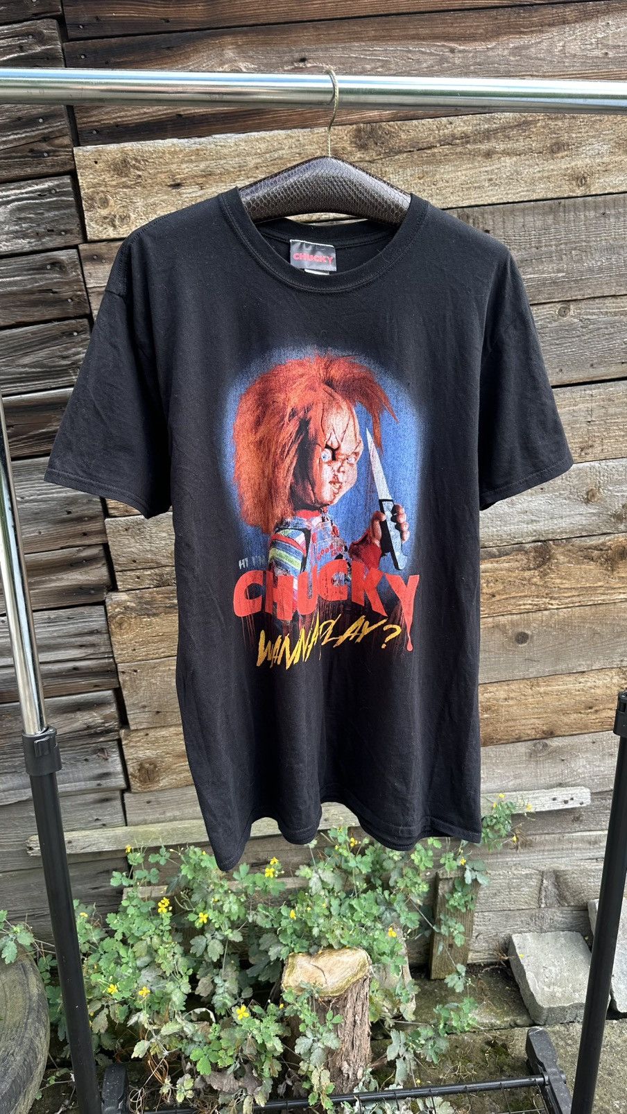 Band Tees VINTAGE Y2K CHUCKY WANNA PLAY? MOVIE HORROR BONES Size US XL / EU 56 / 4 - 1 Thumbnail
