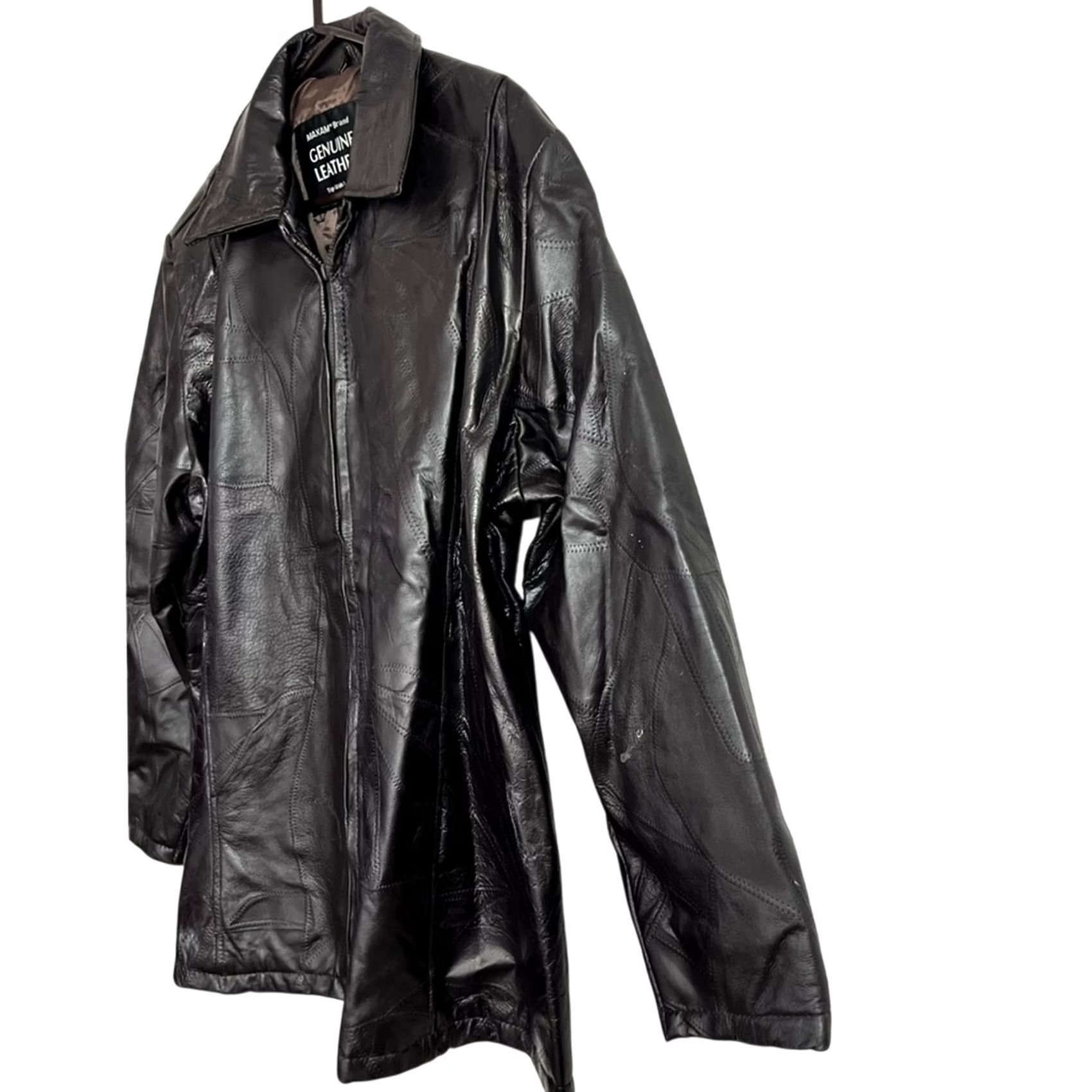 Vintage Maxam Leather Jacket Bomber 3XL Men Black Top Grain Lambskin High Quality Genuine Italian Mosaic Design Jacket Size US XXL / EU 58 / 5 - 4 Thumbnail
