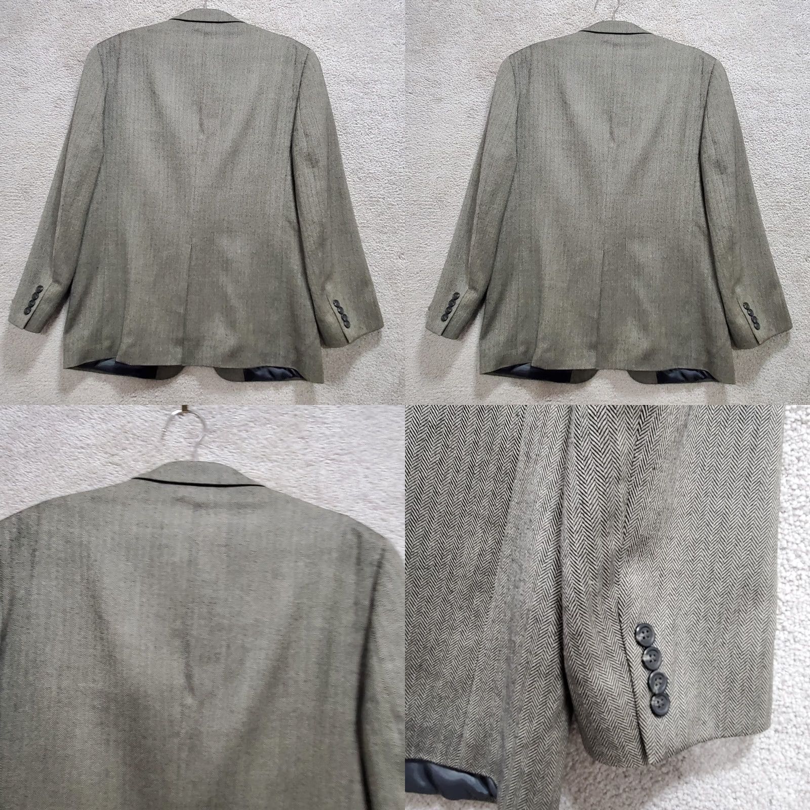 Chaps Chaps Blazer Jacket Men's 42R Tan Black Herringbone 100% Wool Single Breasted Size 42R - 8 Thumbnail