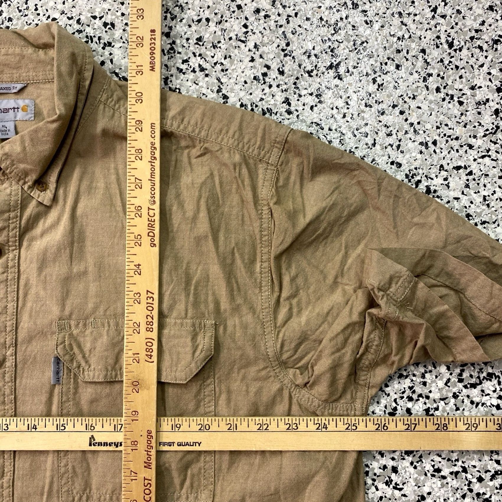 Carhartt Carhartt Mens XL Relaxed Fit Work Shirt Short Sleeve Light Brown Khaki Button-Up Pocketed Casual Workwear Shirt Size US XL / EU 56 / 4 - 3 Thumbnail
