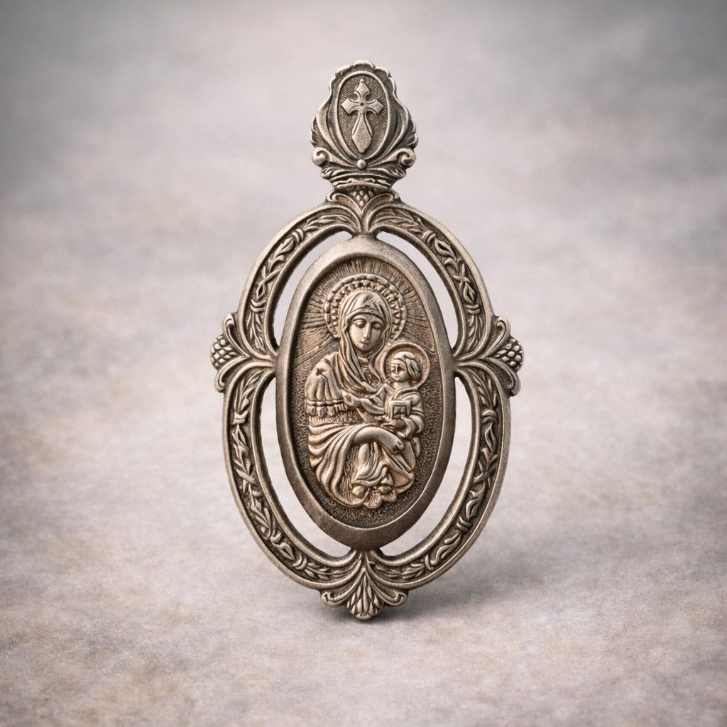 Vintage Vintage Sterling Silver 925 Mary & Child Pendant 10.4g Size ONE SIZE - 7 Thumbnail