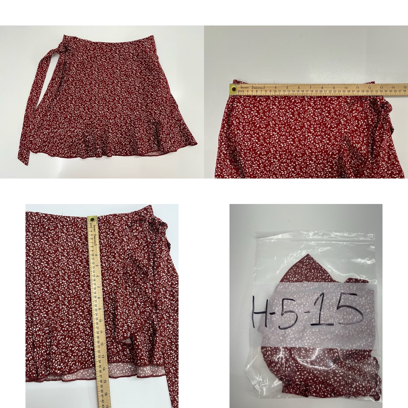 Shein SheIn Skirt Womens XS Red Size Floral Slip Faux Wrap Size 26" / US 2 / IT 38 - 8 Thumbnail