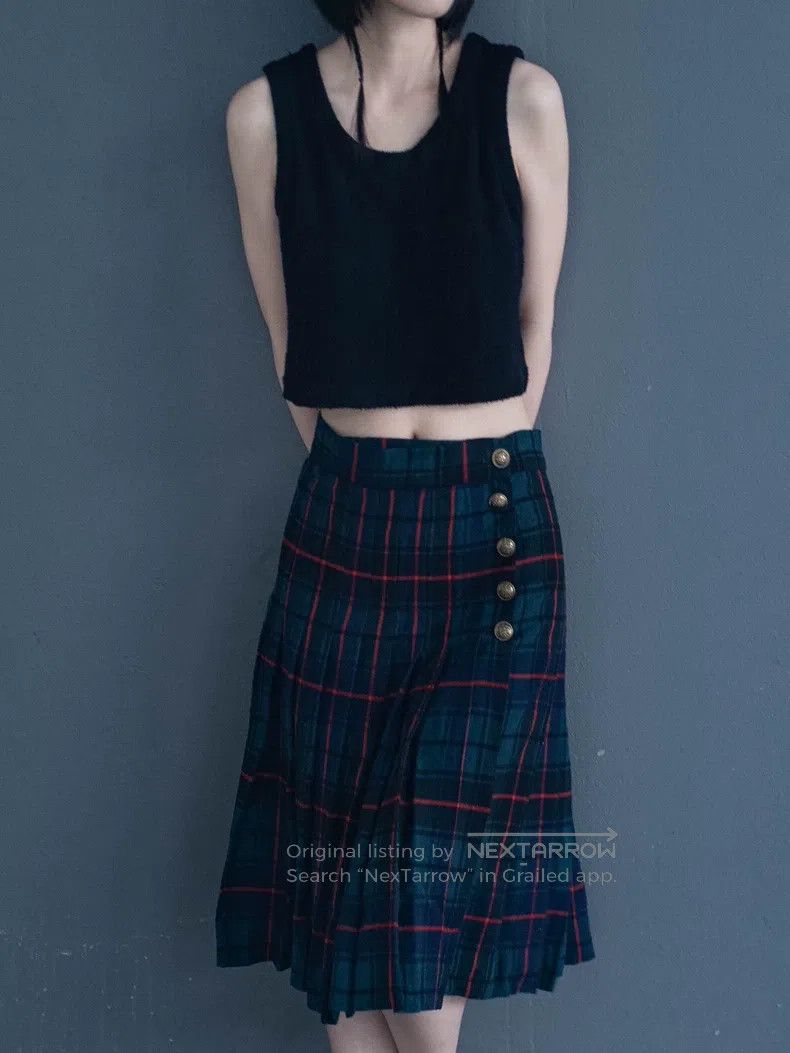 Comme des Garcons Comme Des Garcons size M Red and green check plaid pleated Size 23" - 3 Thumbnail