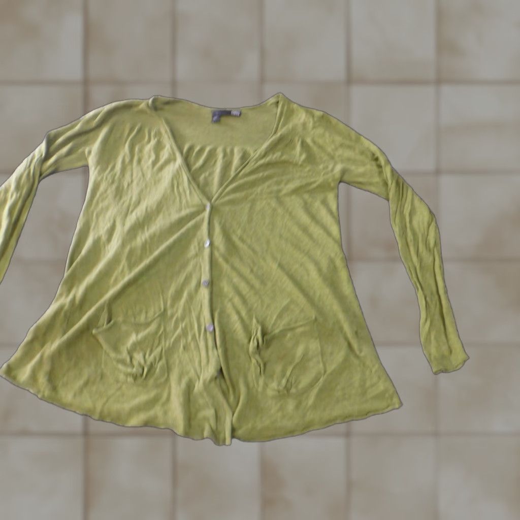 Eileen Fisher Eileen Fisher Sweater Cardigan Womens Small Linen Silk Lightweight Green Button Knit Crew Neck Raglan Sleeve Casual Regular Size S / US 4 / IT 40 - 1 Thumbnail