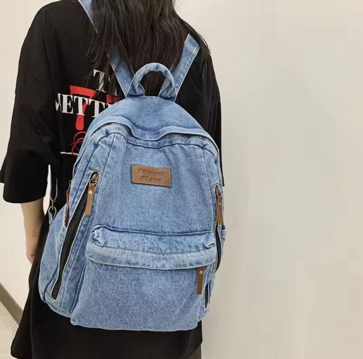 Japanese Brand Denim Fashion Backpacks for School Trend Student Jeans Bag Size ONE SIZE - 2 Thumbnail