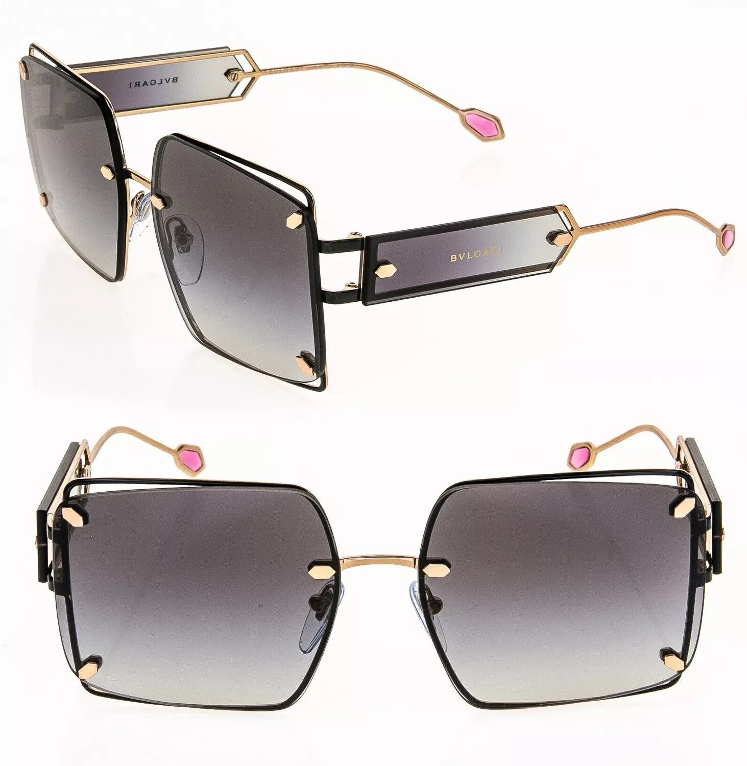 image of Bvlgari Serpenti Bv6171 Rose Gold Oversized Sunglasses 6171 in Rose Gold Gray, Women's
