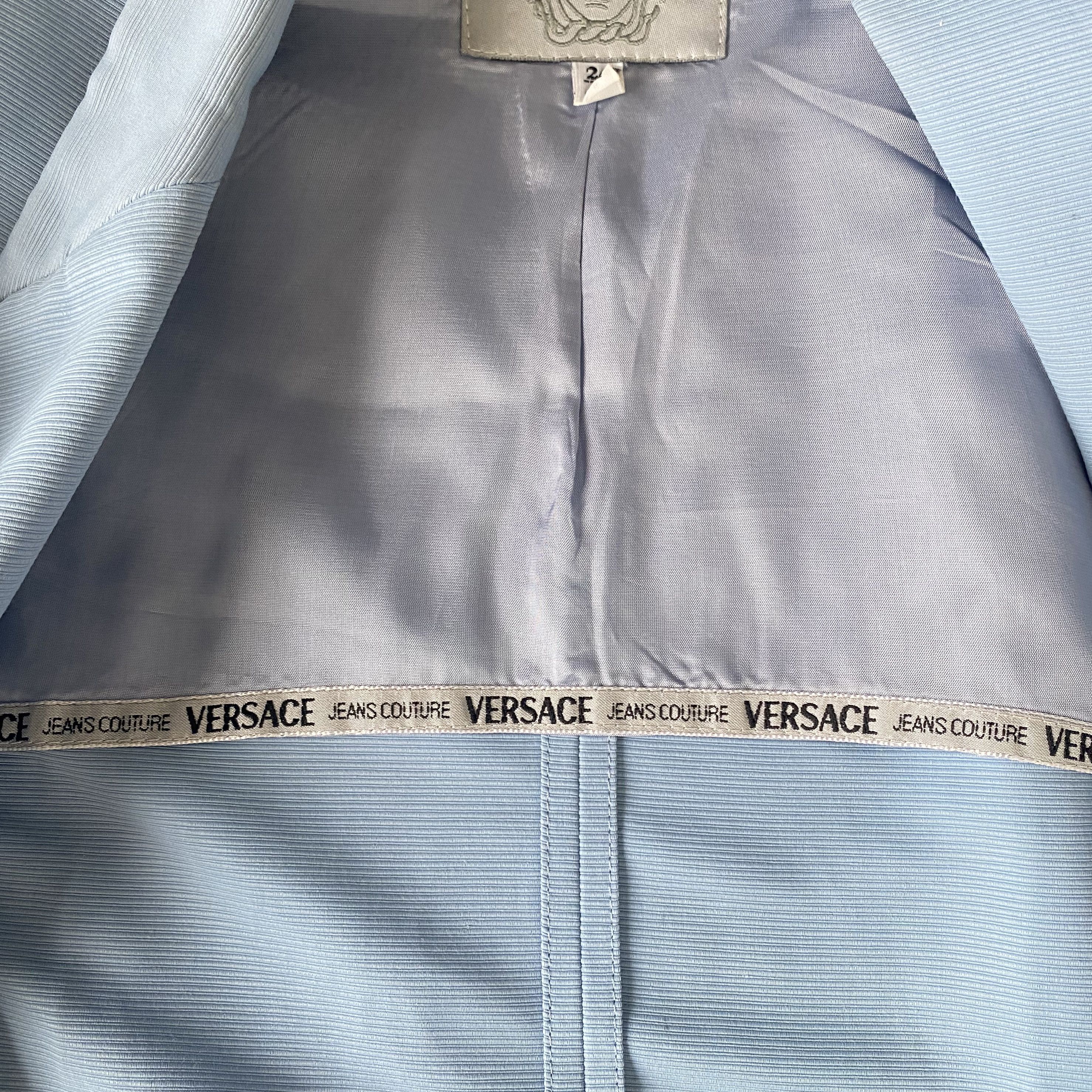 Versace Jeans Couture Vintage Powder Blue Blazer Jacket & Skirt Suit Set Size S / US 4 / IT 40 - 13 Thumbnail