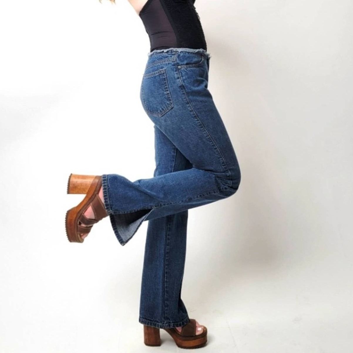 ESPIRIT Vintage Y2K ESPIRIT Raw Hem Low Rise Wide Leg Bellbottoms Size 30" / US 8 / IT 44 - 1 Thumbnail