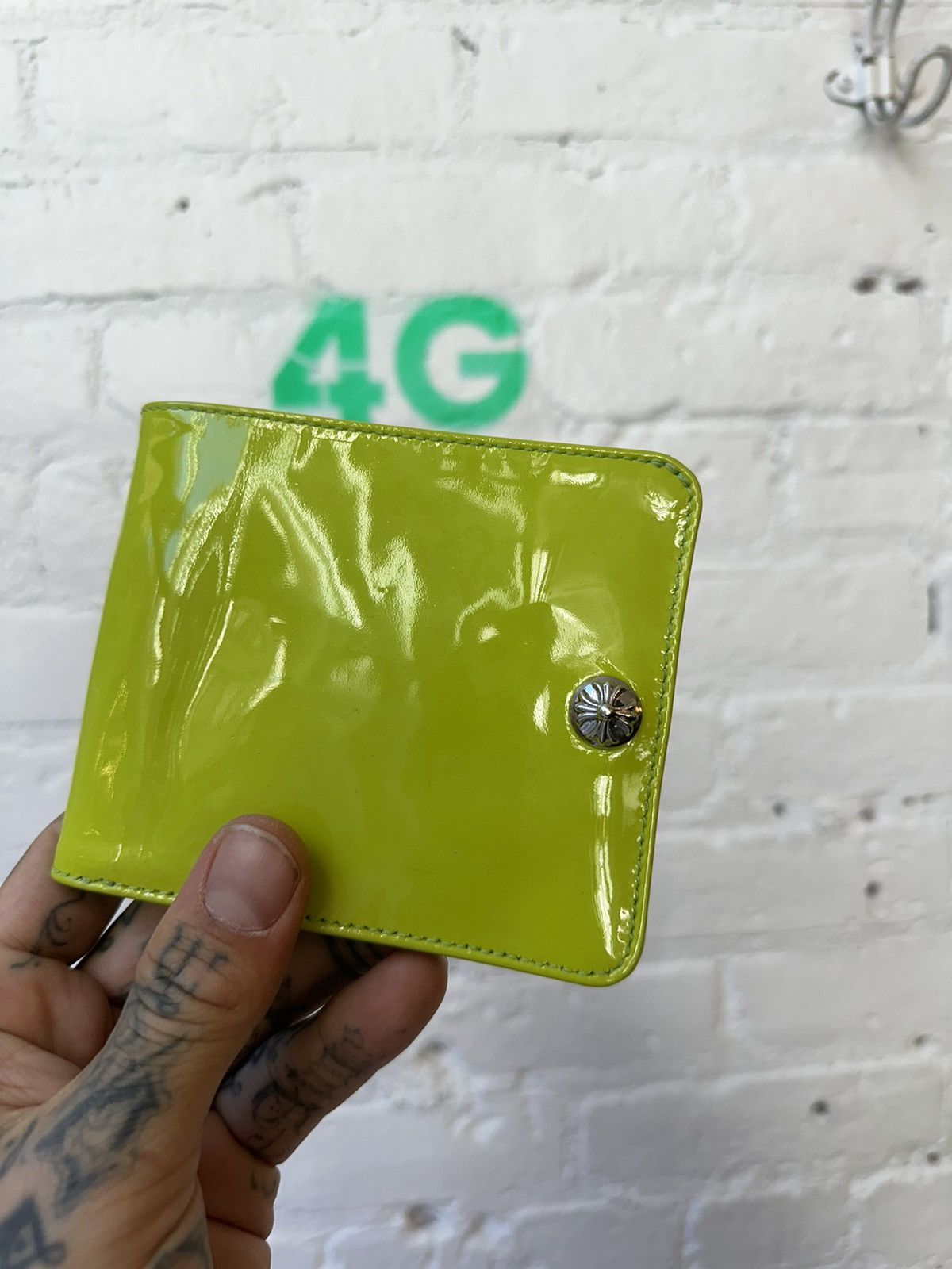 Chrome Hearts CHROME HEARTS 1/1 LIME GREEN CHEETAH LEOPARD CROSS WALLET Size ONE SIZE - 5 Thumbnail