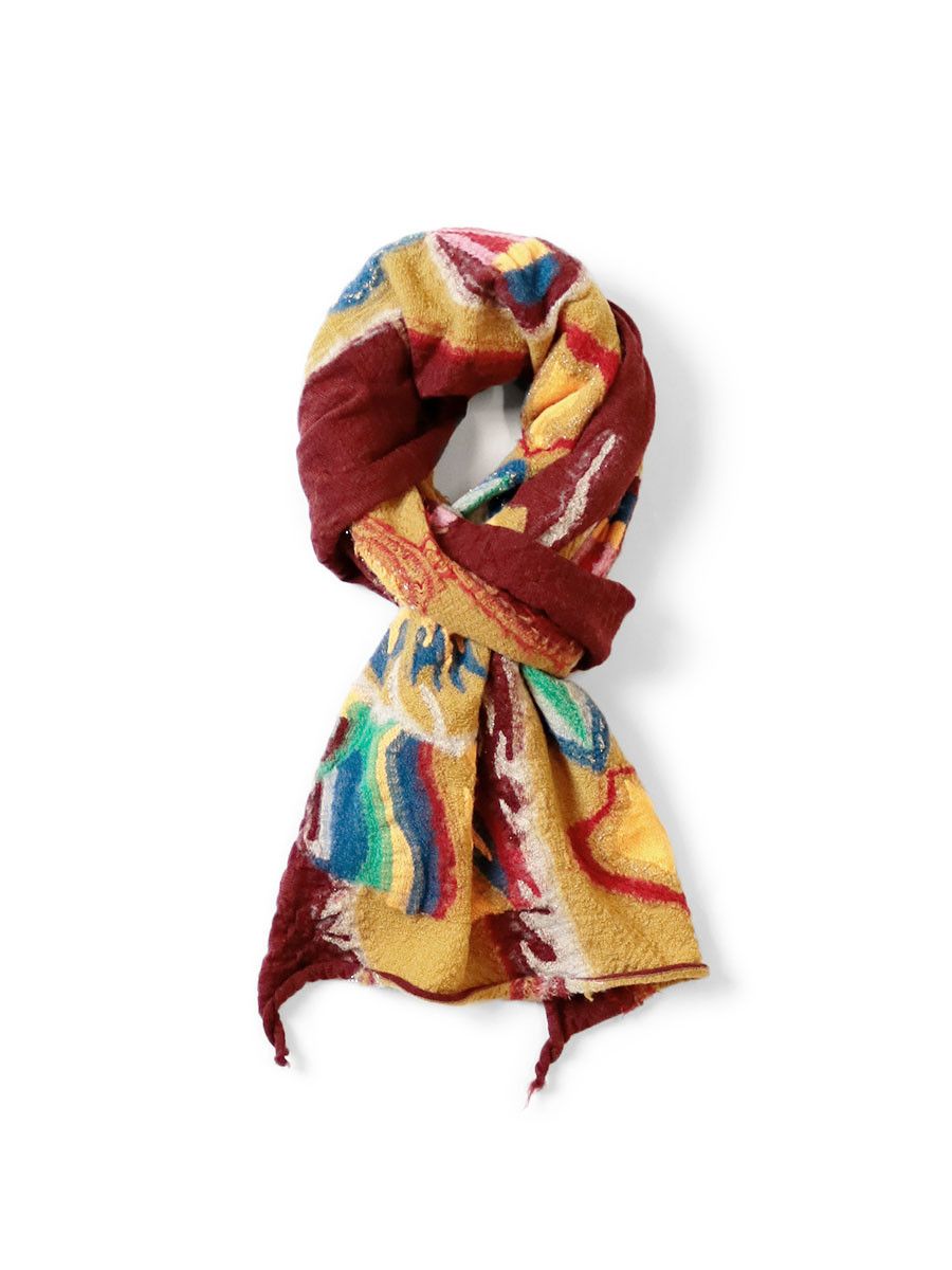 Kapital Kapital Fulled Wool Dragon Dance HAPPY Scarf Size ONE SIZE - 1 Thumbnail