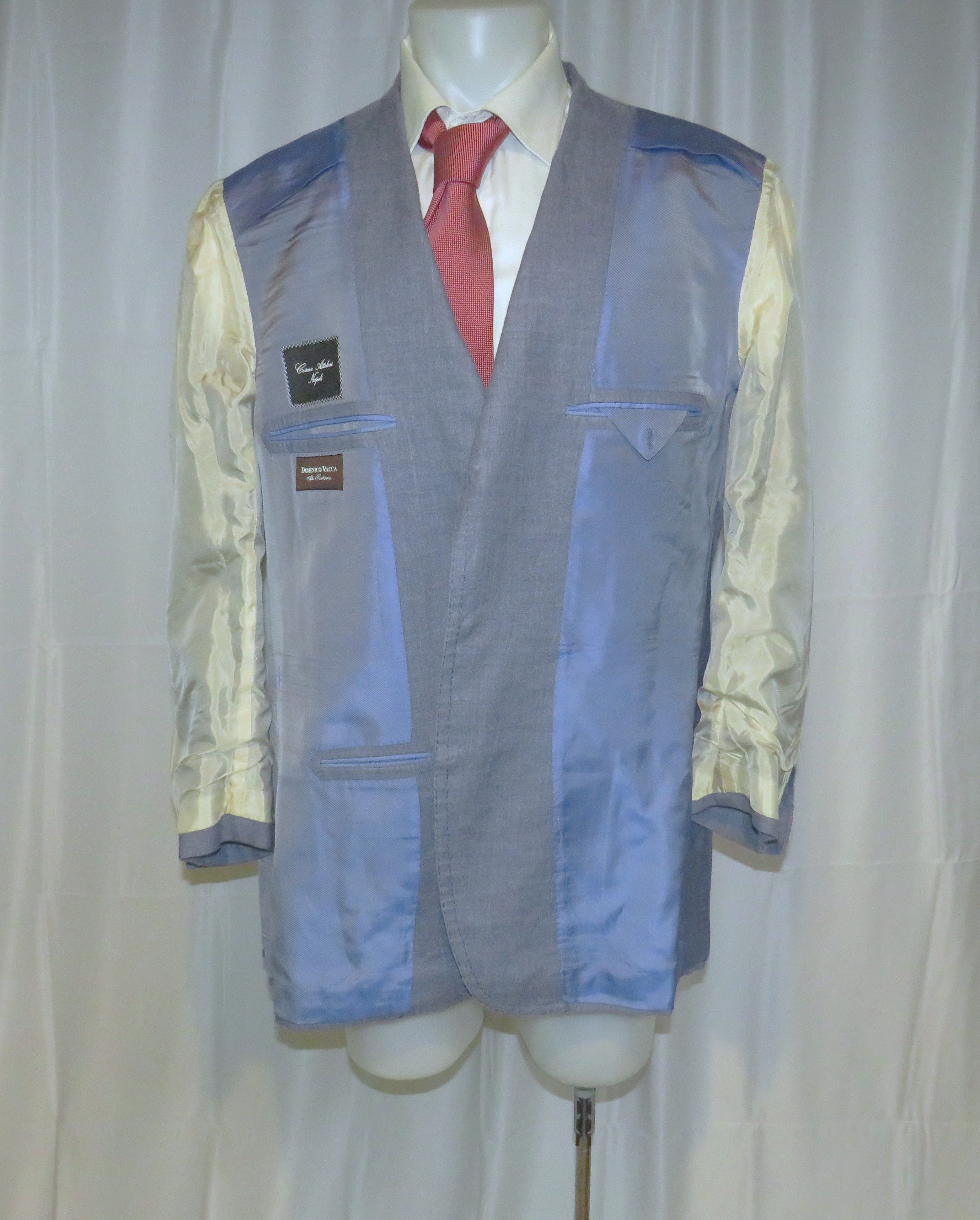Cesare Attolini Pale Blue Chambray Cashmere Linen Three Button Blazer 48R Size 48R - 11 Thumbnail