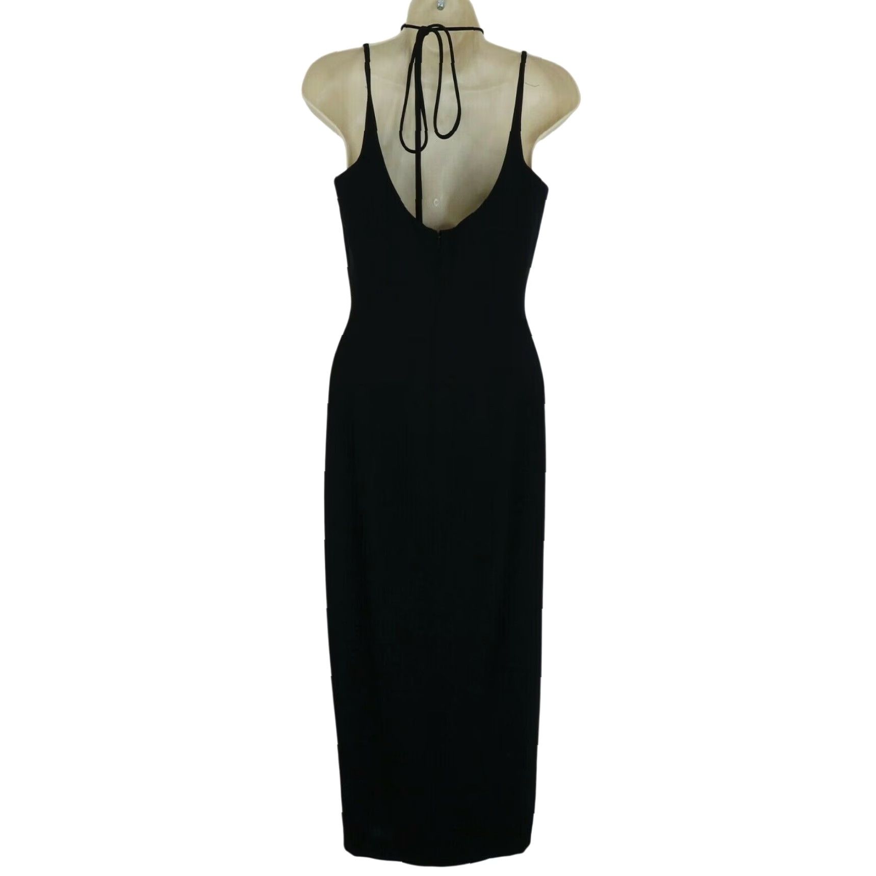 Vintage Tahari Womens 6 Dark Blue Sleeveless Keyhole Neck Side Slit Long Sheath Gown Dress Size M / US 6-8 / IT 42-44 - 4 Thumbnail