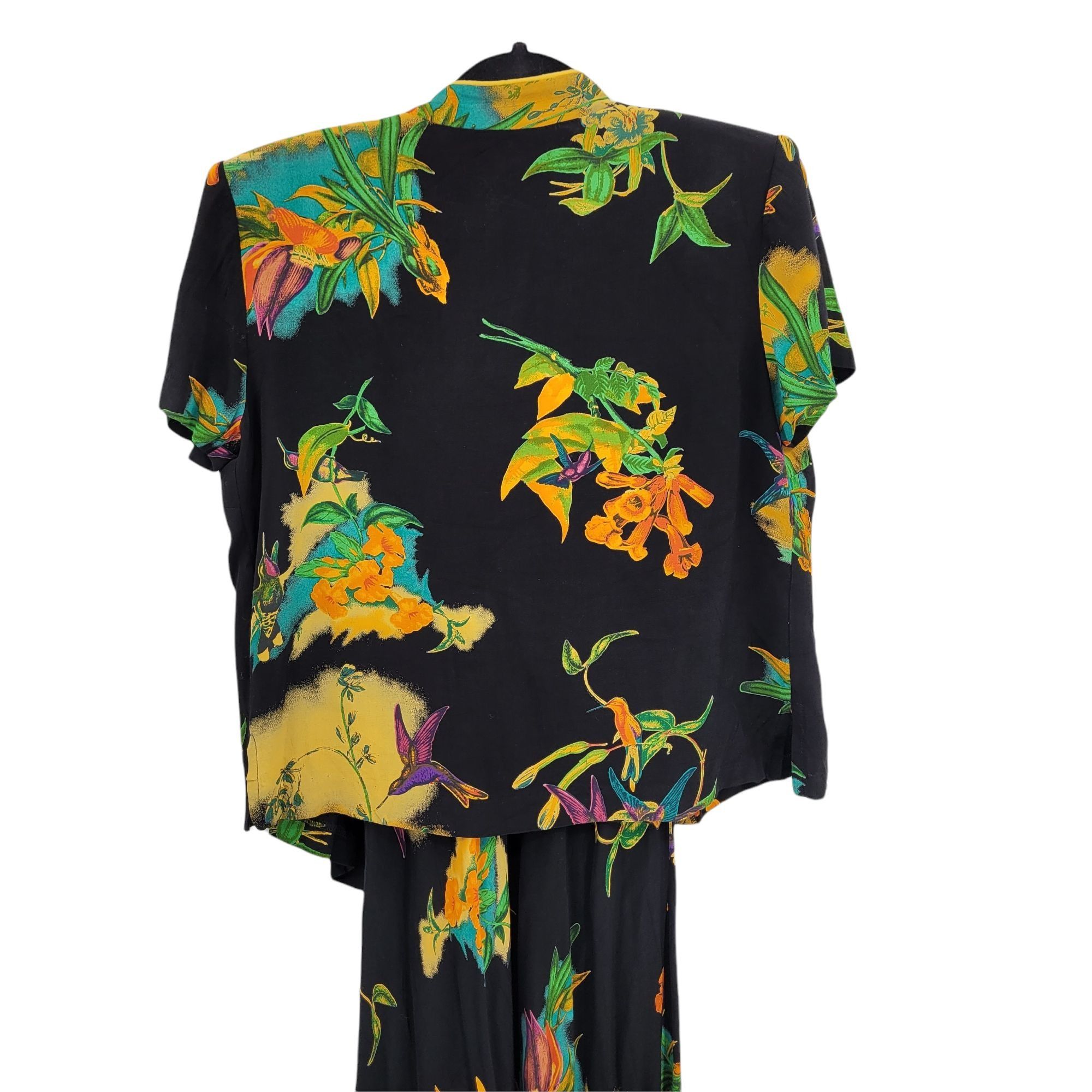 Vintage Vtg 80's 2pc Maxi Dress Sz S Black Hummingbird Neon Psychede Size S / US 4 / IT 40 - 12 Thumbnail