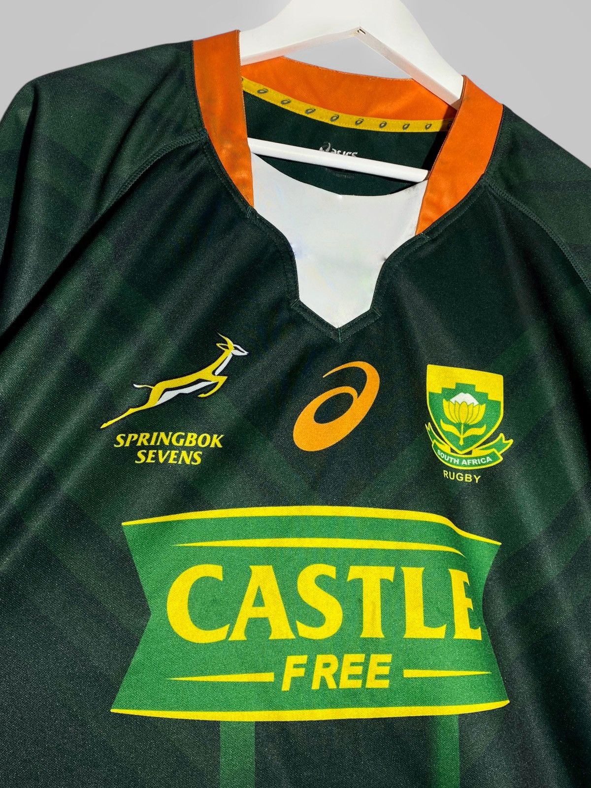 Asics South Africa Springbok Sevens Rugby Jersey Size US XL / EU 56 / 4 - 4 Thumbnail