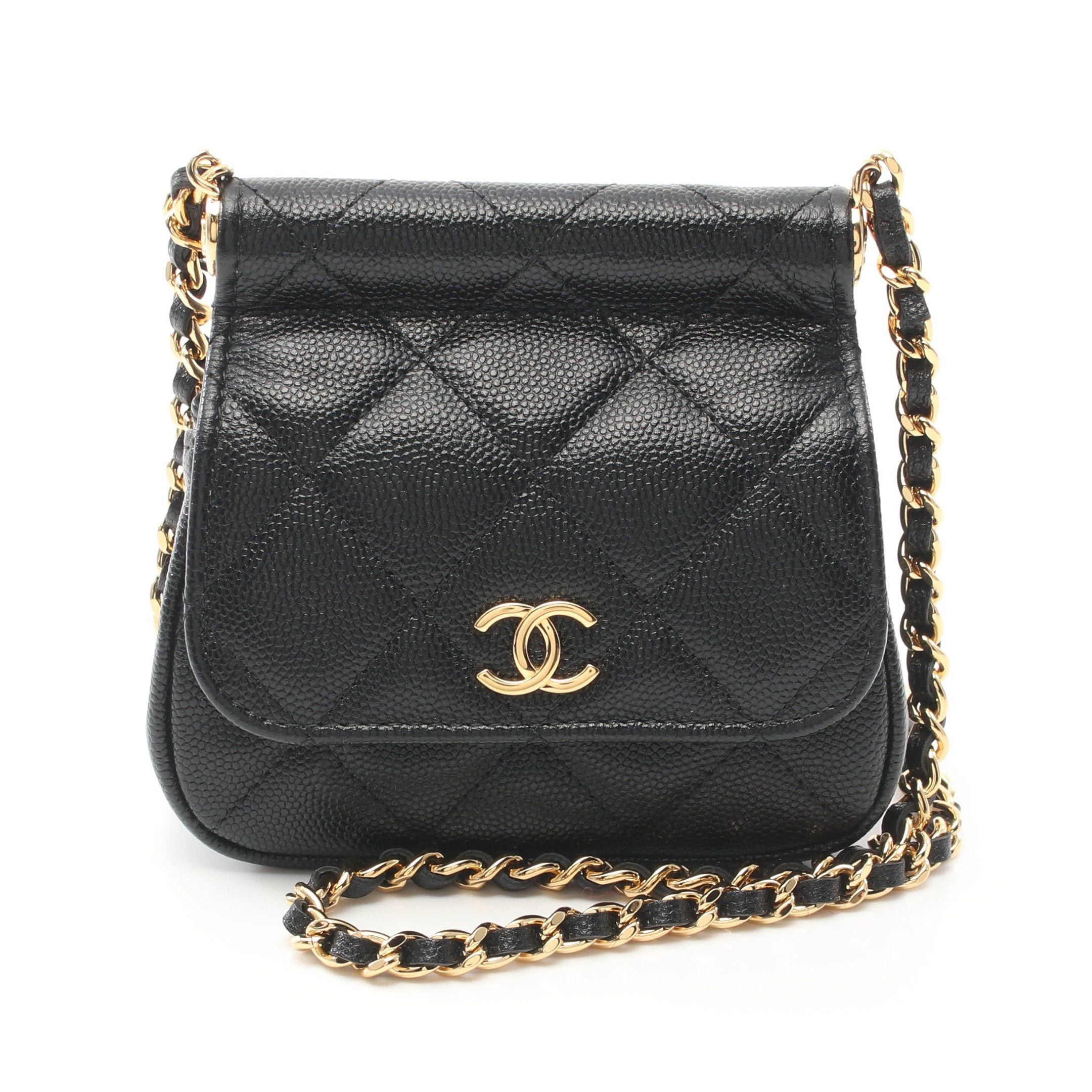 Chanel Chanel Mini Matelasse Chain Shoulder Bag Caviar Skin Black Gold Hardware Size ONE SIZE - 1 Thumbnail