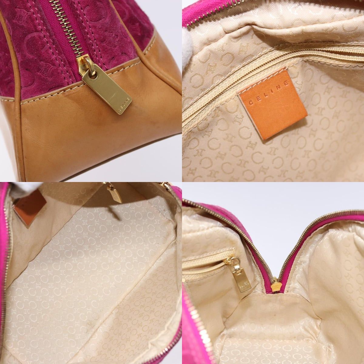 Celine CELINE C Macadam Canvas Hand Bag Suede Leather Purple Gold Size ONE SIZE - 11 Thumbnail