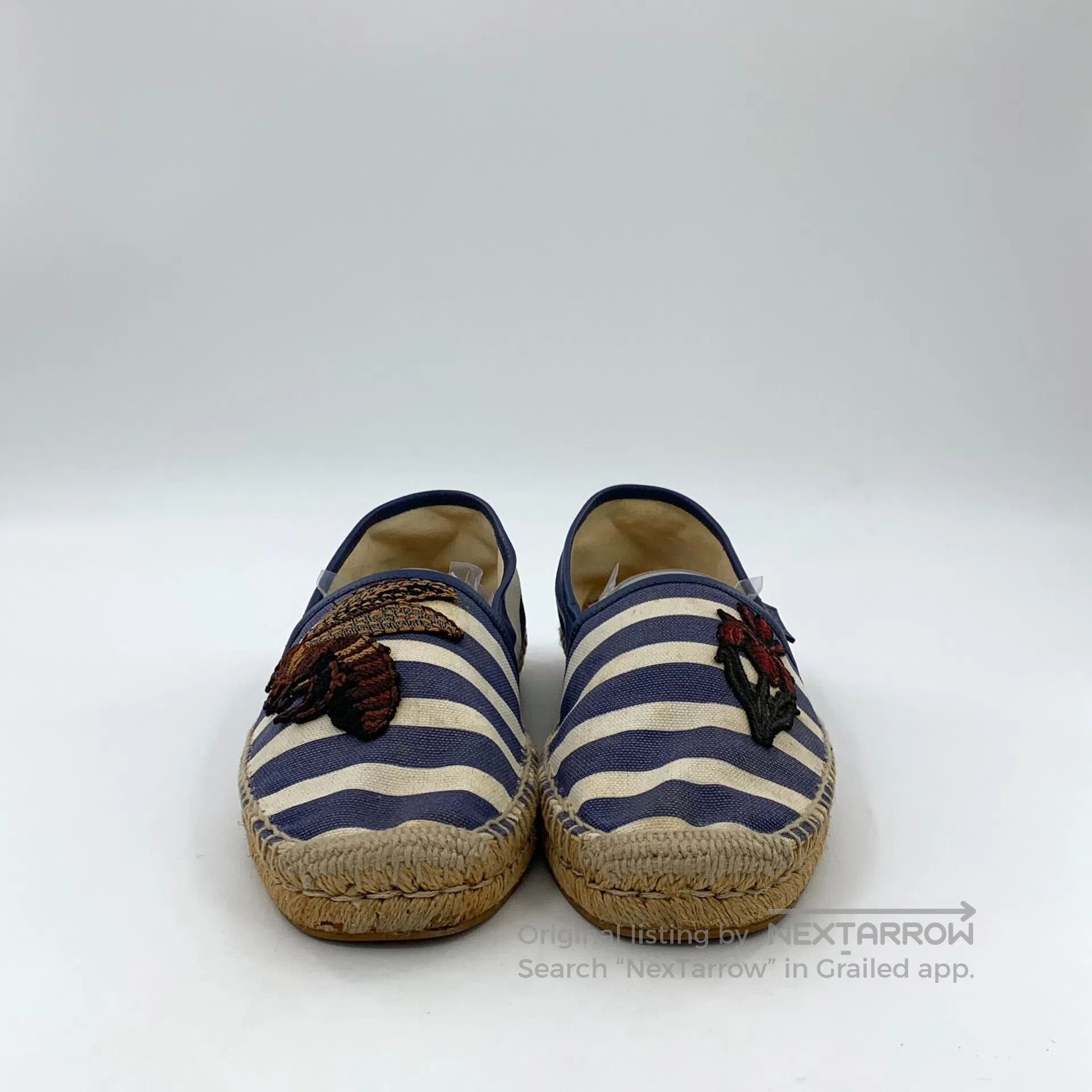 Gucci Guicci Blue striped floral embroidery casual flat fisherma Size US 9 / EU 42 - 3 Thumbnail