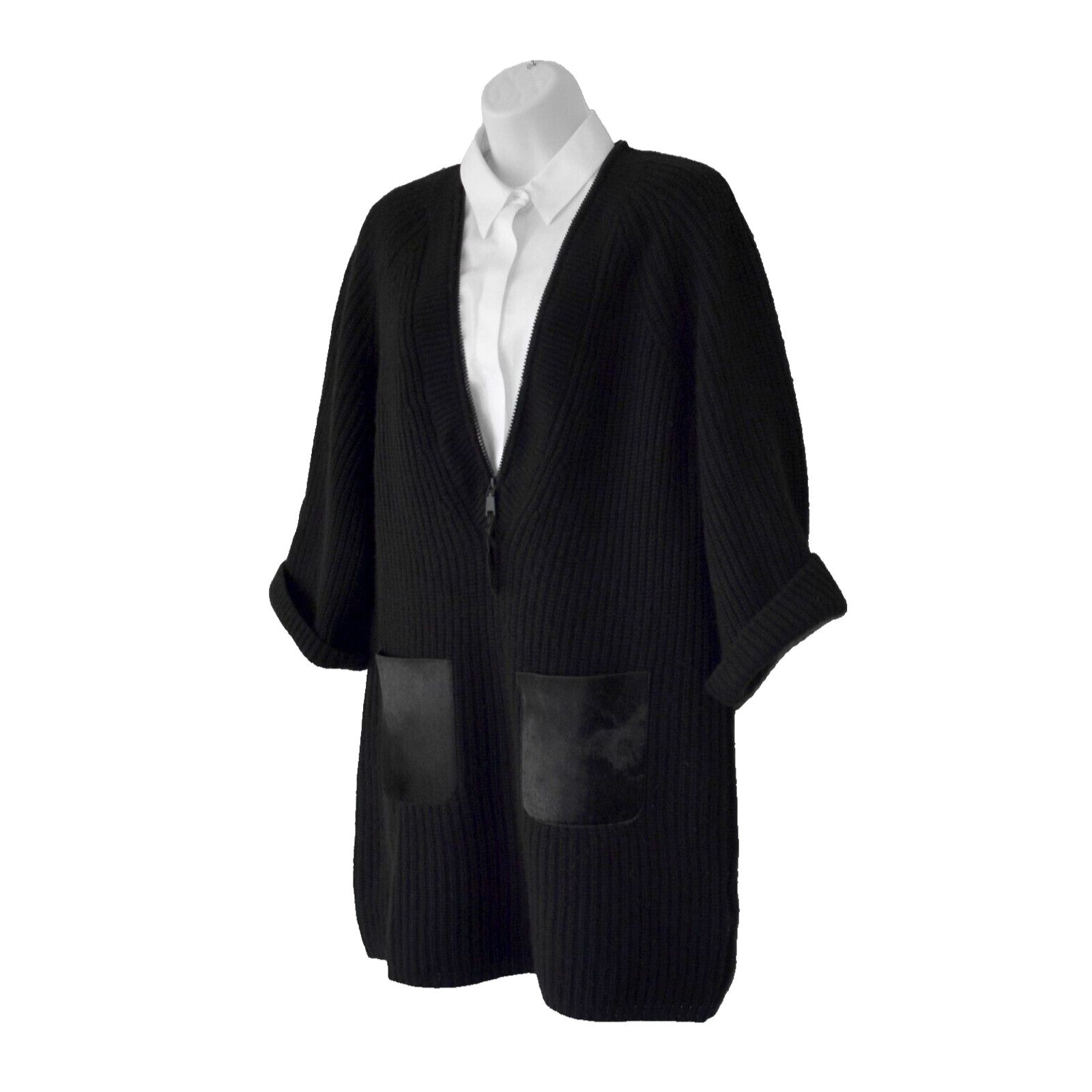Elie Tahari ELIE TAHARI Wool/Cashmere Knit Dyed Calf Hair Sweater Sz M Size M / US 6-8 / IT 42-44 - 3 Thumbnail