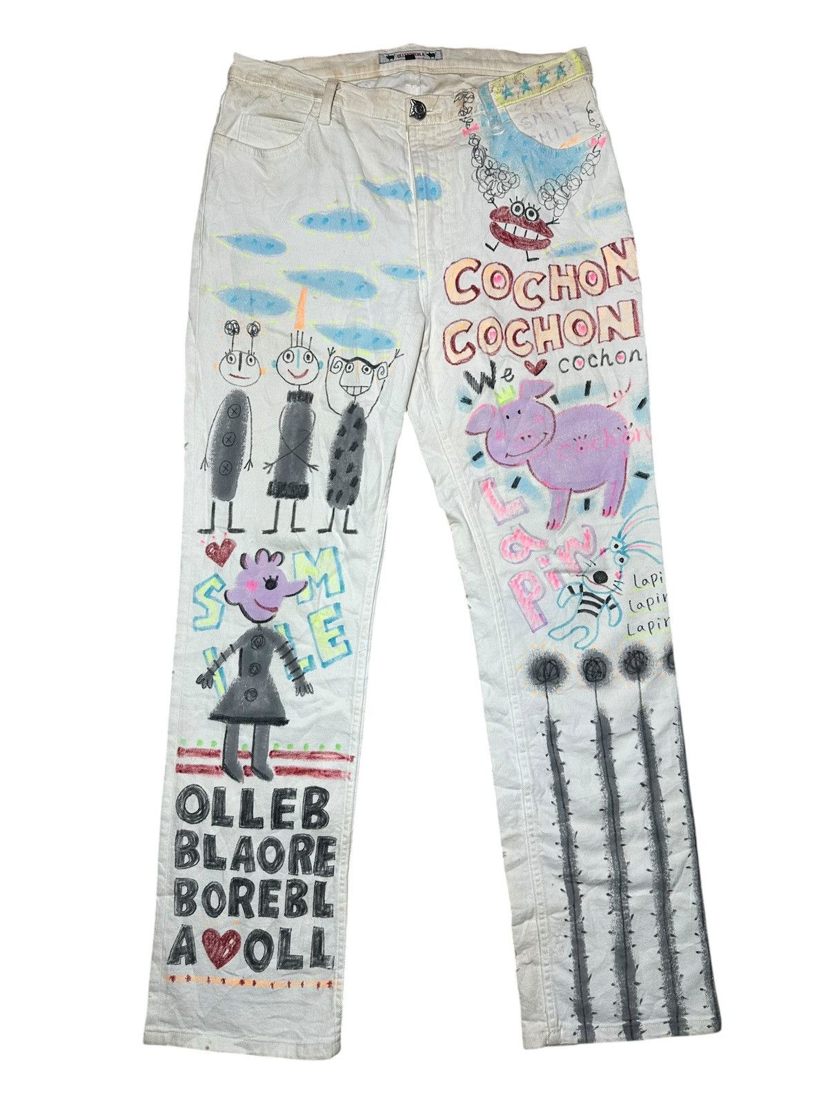 Japanese Brand Olleborebla Hand Painted Denim Pants 🎨 Size US 32 / EU 48 - 1 Thumbnail