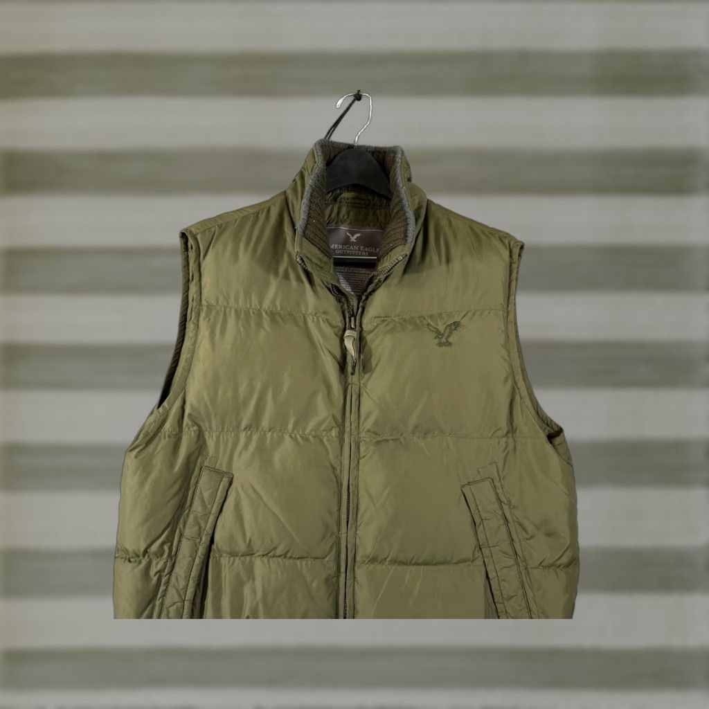 American Eagle Outfitters American Eagle Outfitters Vest Mens L Green Down Puffer Full Zip Lined Ribbed Hem Size US L / EU 52-54 / 3 - 1 Thumbnail