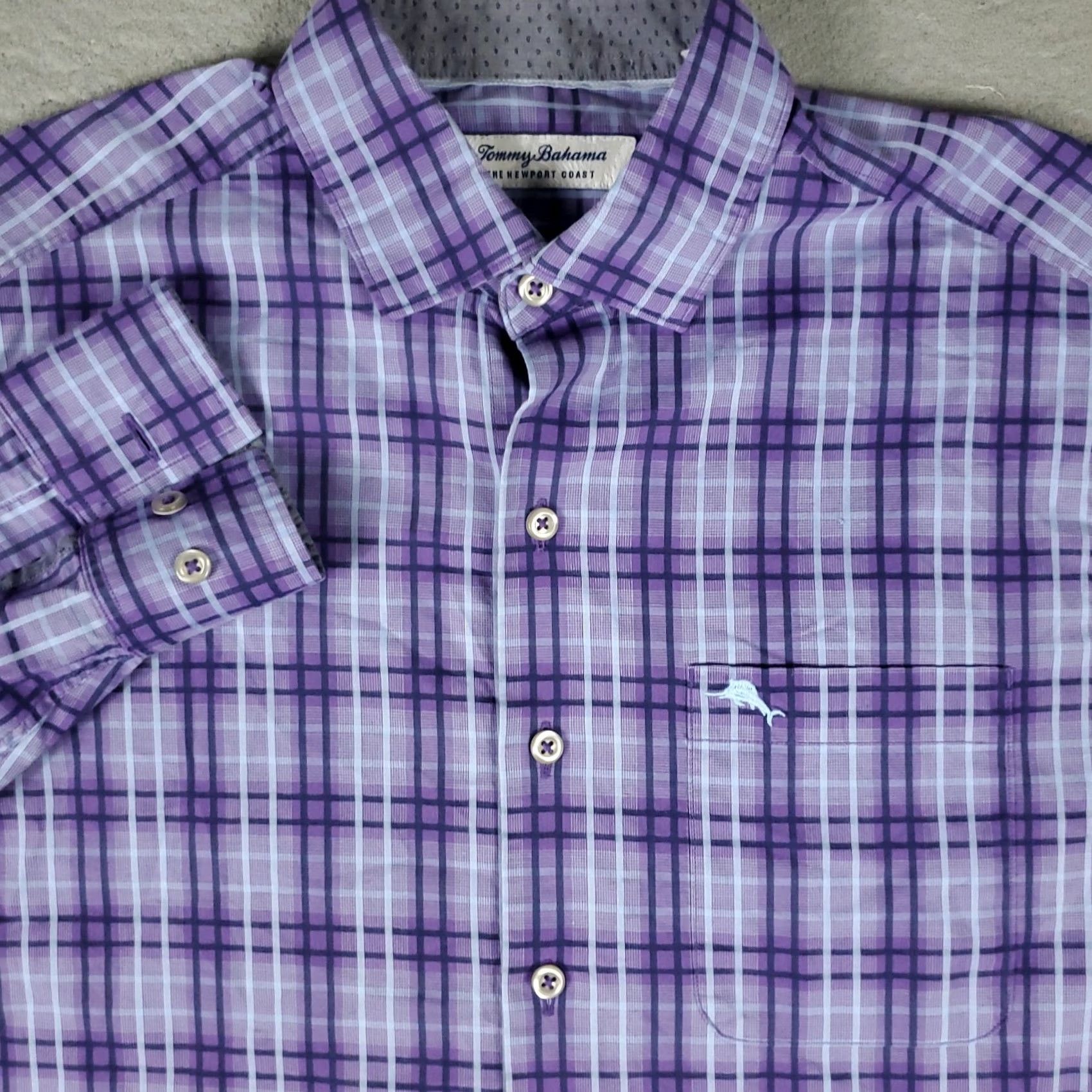 Tommy Bahama Tommy Bahama Shirt Mens Small Purple Plaid Cotton Polyester Button Long Sleeve Shirt Size US S / EU 44-46 / 1 - 2 Thumbnail