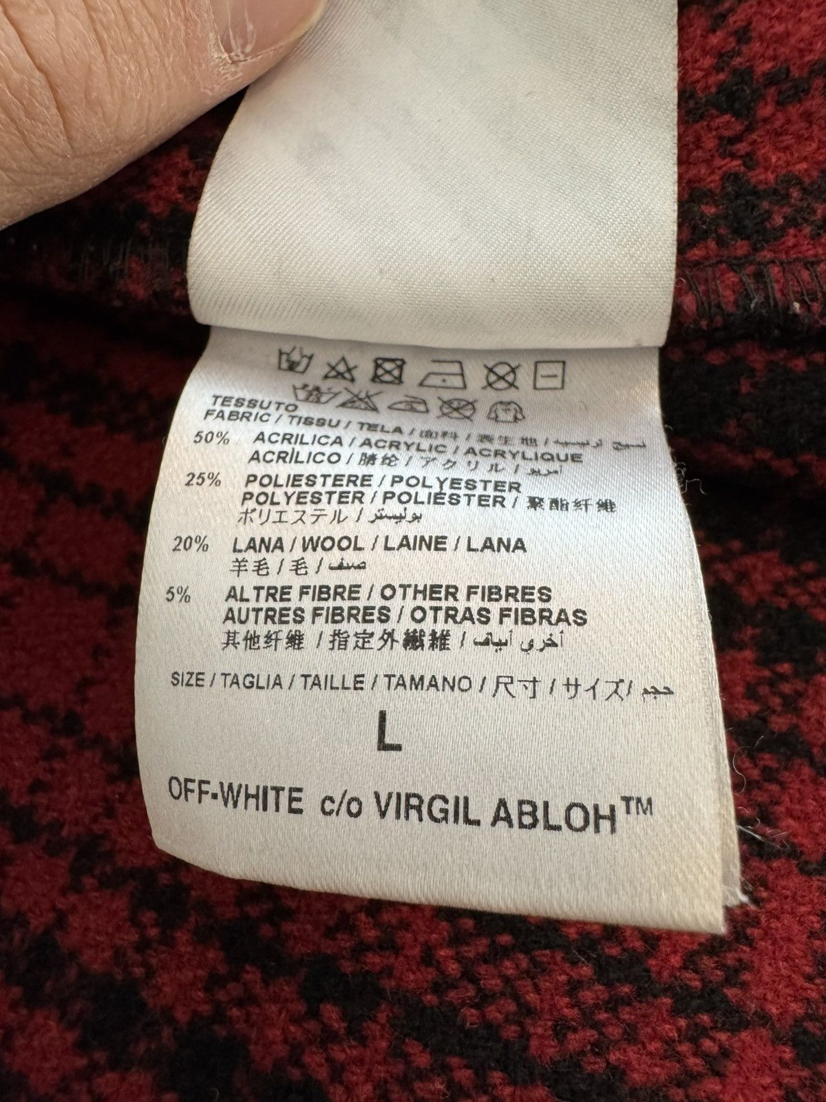 Off-White Off-White Red Tartan Flannel Size US L / EU 52-54 / 3 - 7 Thumbnail