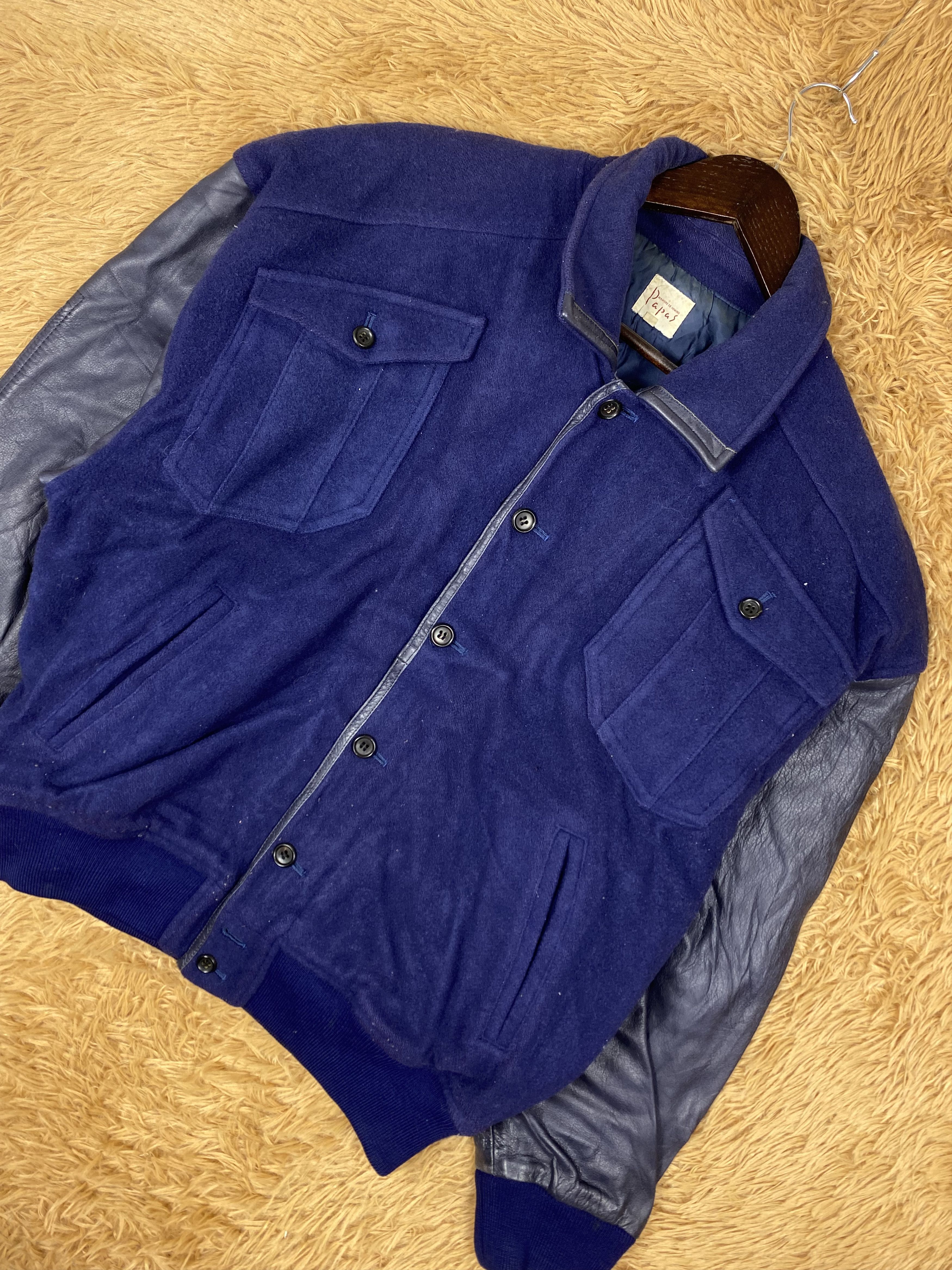 Japanese Brand Vintage Papas Leather Sleeve Varsity Jacket DJ0733 Size US L / EU 52-54 / 3 - 3 Thumbnail