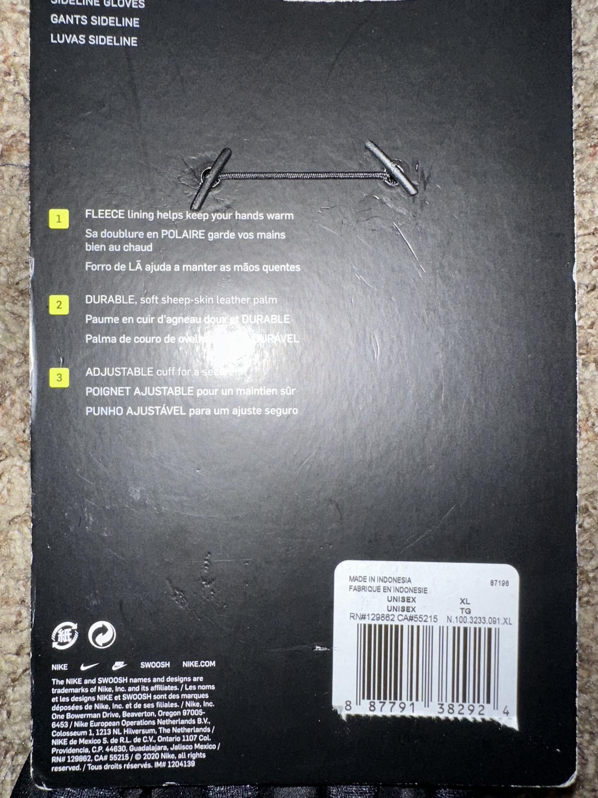 Nike Nike Sideline Football Black/White Glove Size ONE SIZE - 10 Thumbnail