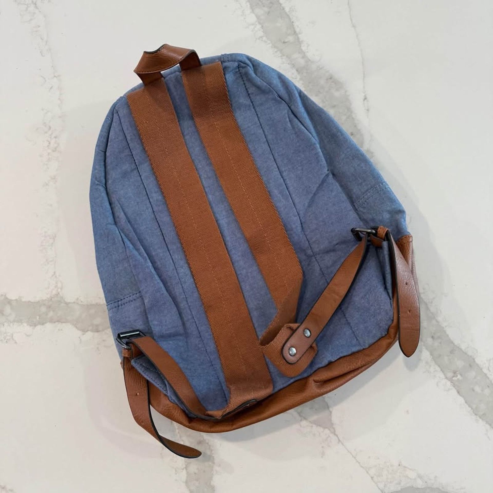 Aldo Aldo Denim Chambray Backpack Adjustable Strap Laptop Pocket Size ONE SIZE - 2 Thumbnail