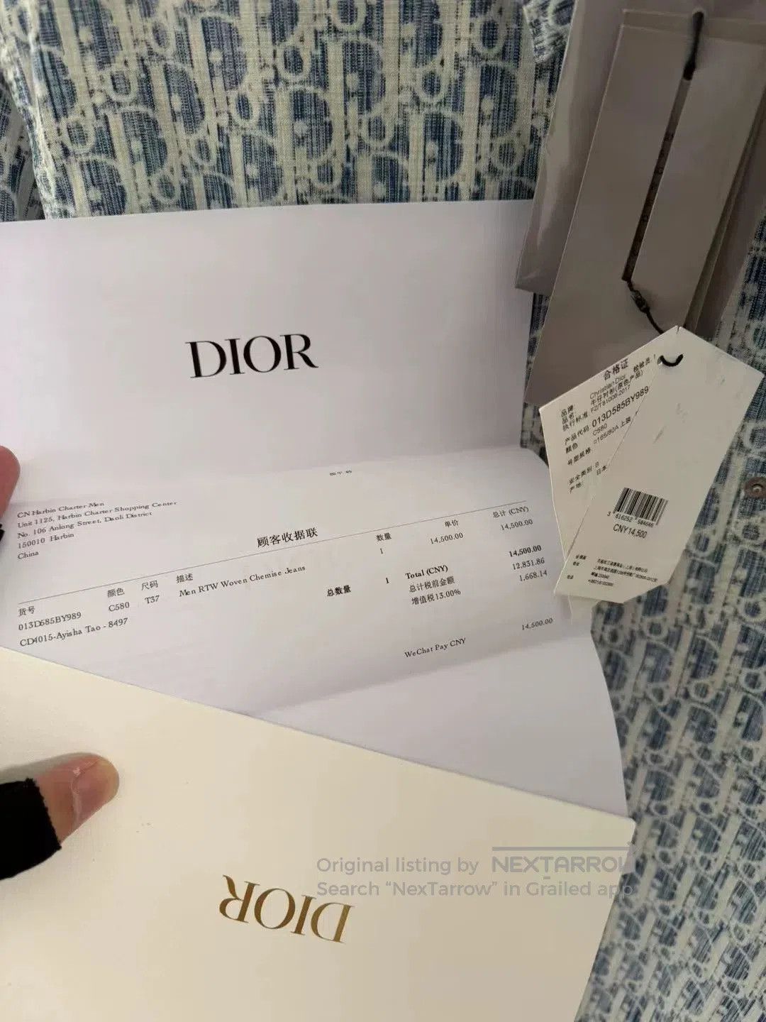Dior Dior Blue and White Logo Denim Shirt. Size US M / EU 48-50 / 2 - 5 Thumbnail