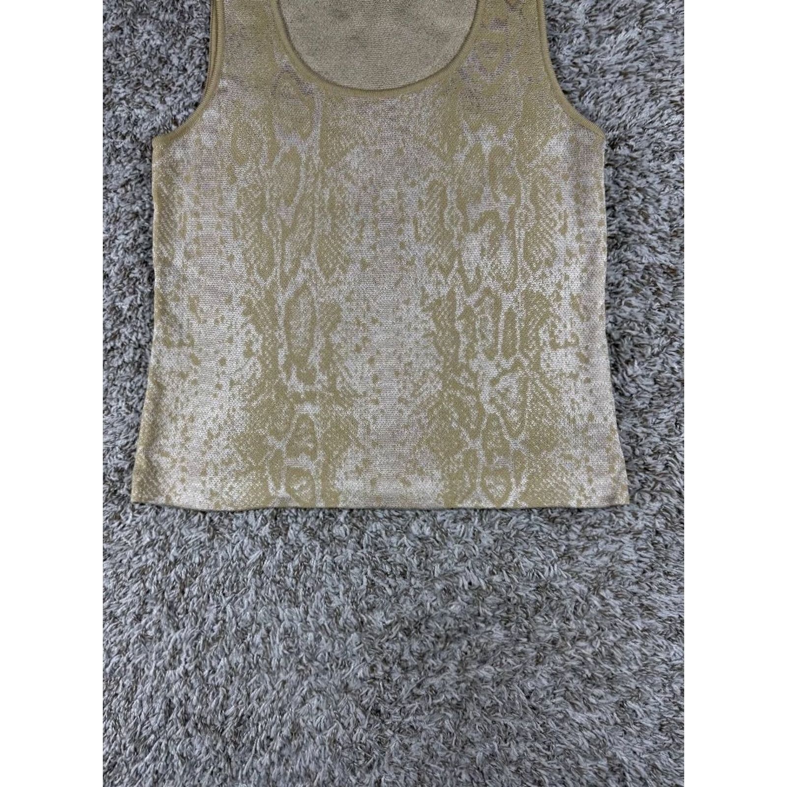 St. John St. John Metallic Knit Sleeveless Shell Top Beige Gold Size 6 Women Size M / US 6-8 / IT 42-44 - 3 Thumbnail