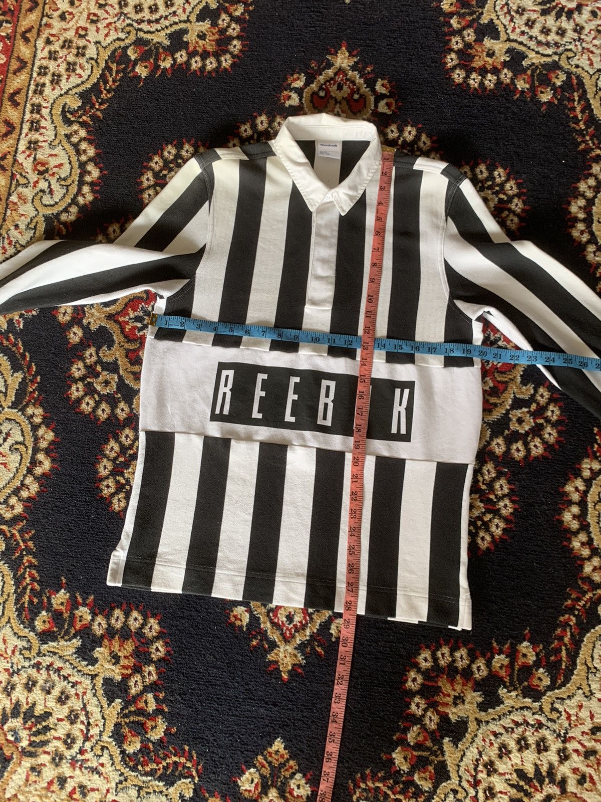 Reebok × Rugby Ralph Lauren × Solid and Striped Reebok Mens Black Vertical Black Long Sleeve Polo Rugby Size US L / EU 52-54 / 3 - 8 Thumbnail