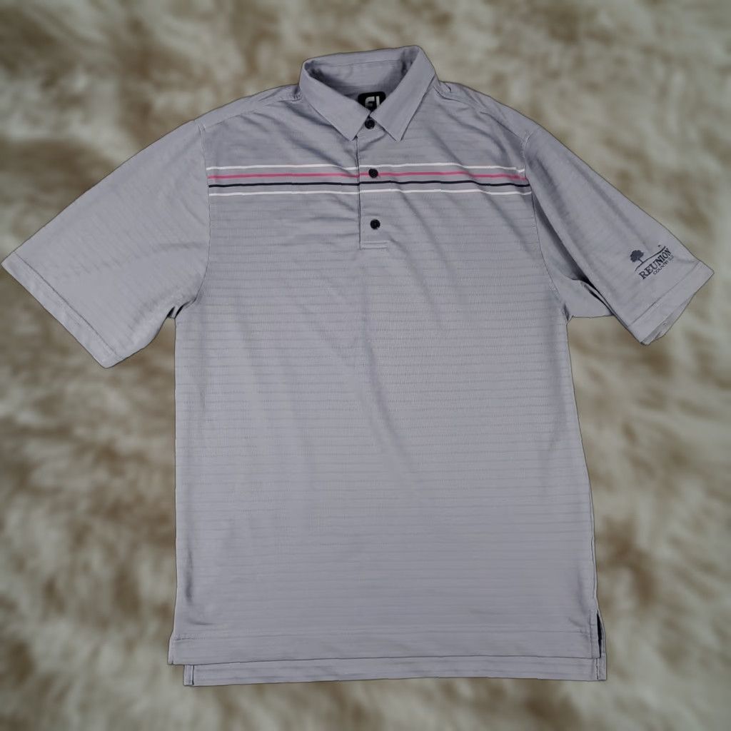 Footjoy FJ Polo Shirt Mens Size M Gray Striped Short Sleeve Polo Shirt FJ Size US M / EU 48-50 / 2 - 1 Thumbnail
