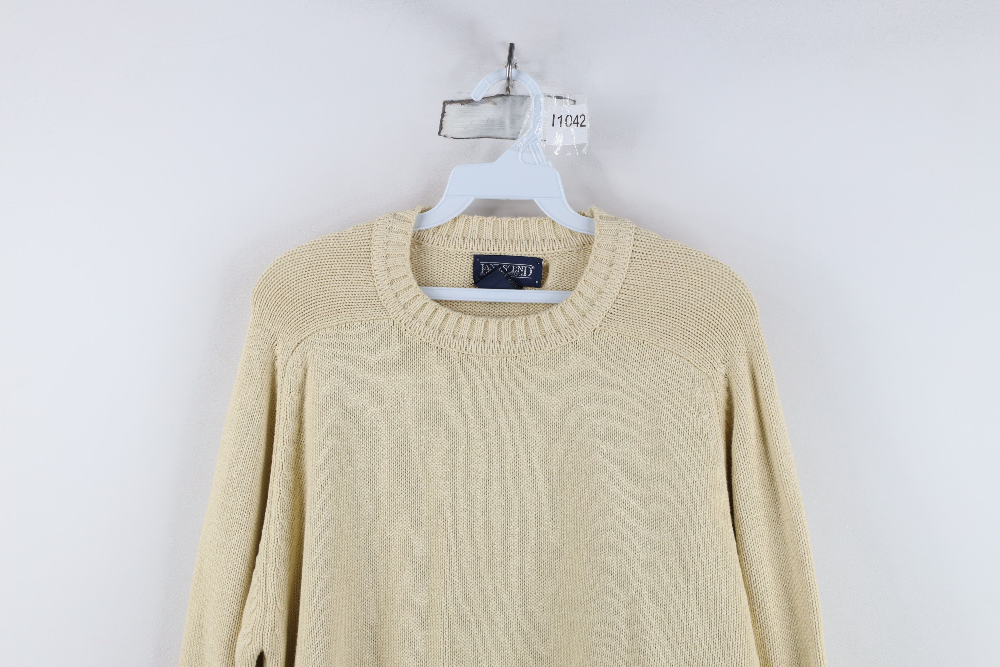 Lands' End Vintage 90s Lands End Cotton Knit Crewneck Sweater Beige USA Size M / US 6-8 / IT 42-44 - 2 Thumbnail