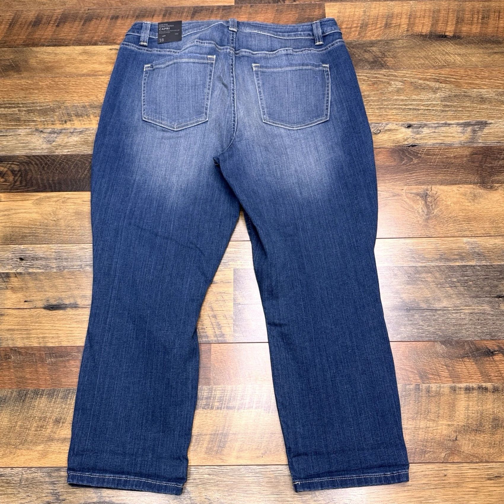 Vintage Lane Bryant Jeans Capri Womens 18 Mid Rise Stretch Distressed Denim Blue 5-Pocket City Regular Mens? Womens? Size 40" / US 18 - 3 Thumbnail