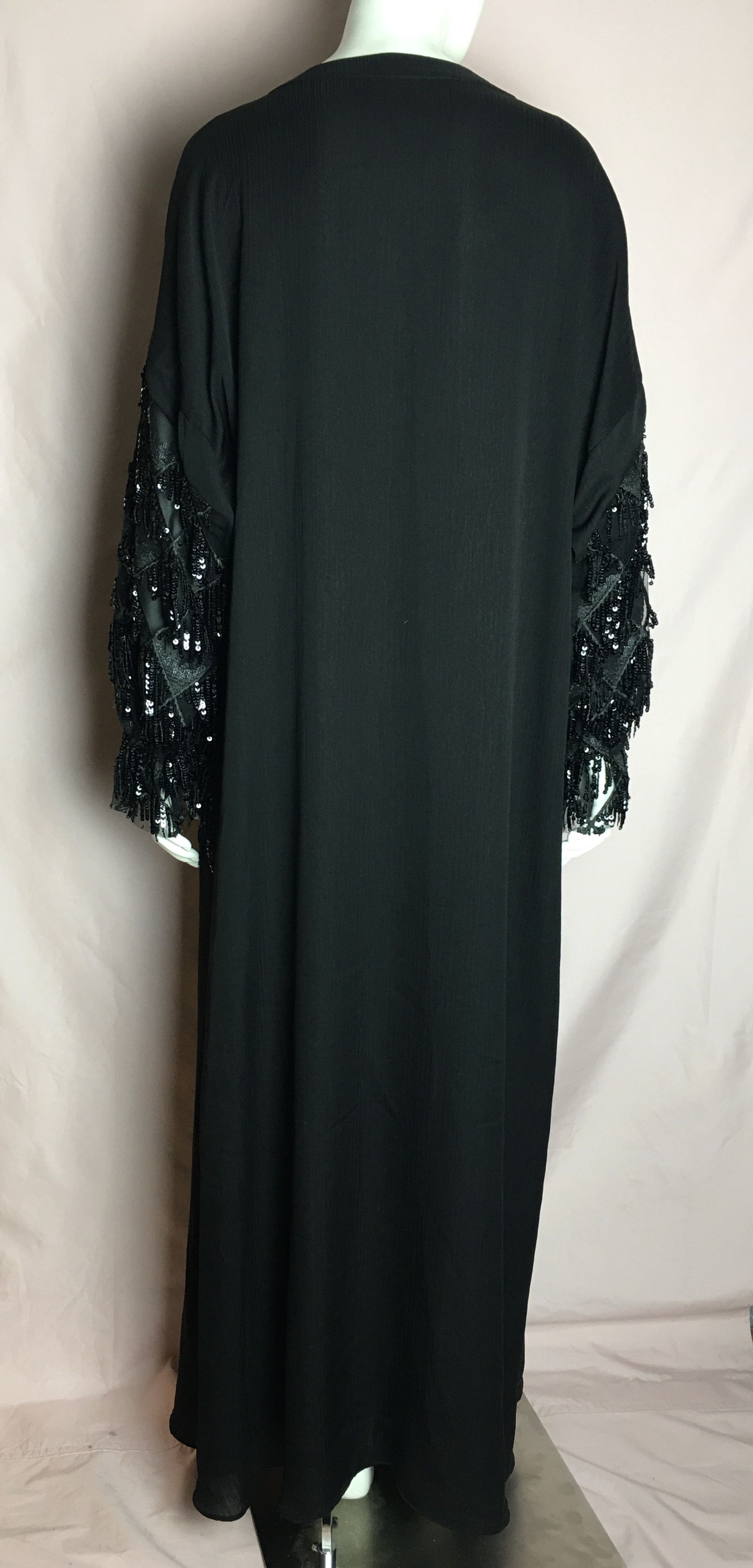 Pierre Cardin Pierre Cardin Black Abaya Dress Sequin Beaded Tassel Sleeves Size M / US 6-8 / IT 42-44 - 6 Thumbnail
