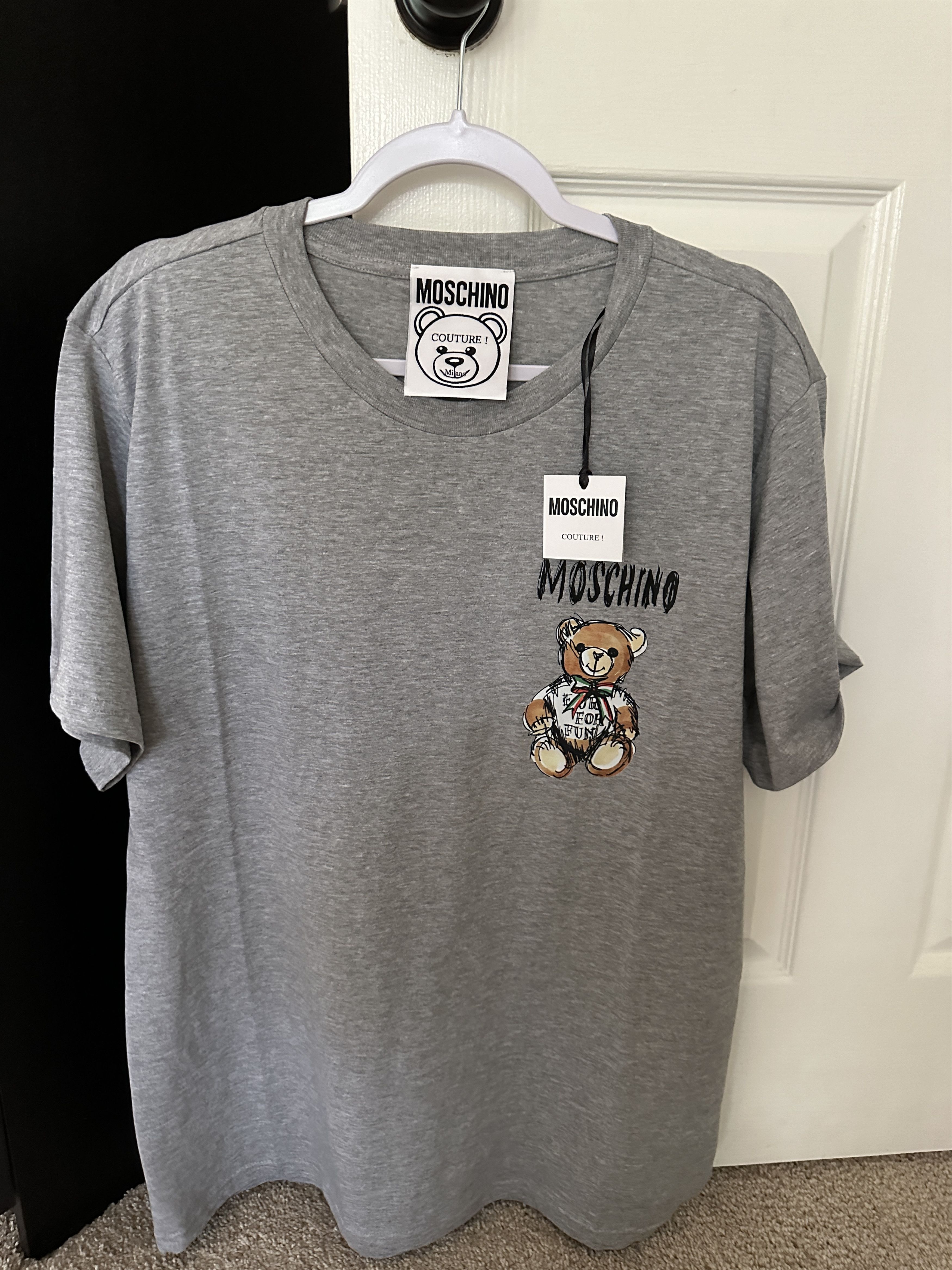 Moschino Moschino Men's Gray Teddy Crewneck T shirt Size 42 US Size US L / EU 52-54 / 3 - 1 Thumbnail