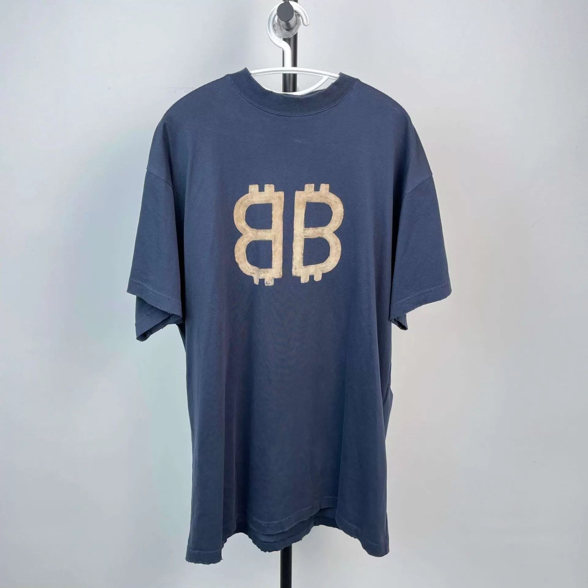 Balenciaga Balenciaga 95N Cotton Short-Sleeve Tee 1 Navy Size US S / EU 44-46 / 1 - 1 Thumbnail