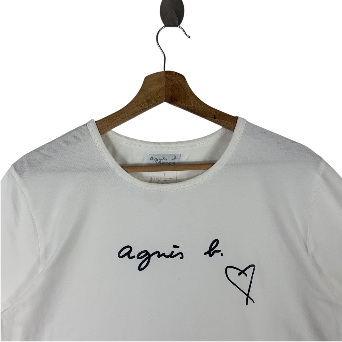 Designer × agnes b. AGNES B love sign printed white womens tee Size S / US 4 / IT 40 - 2 Thumbnail