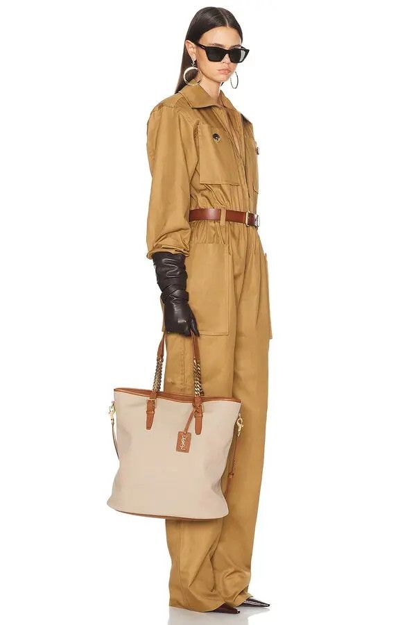 Saint Laurent Paris o1bcso1str0326 Size:OS/Sopping Tote Bag in Brown/Desert Dust Size ONE SIZE - 4 Thumbnail