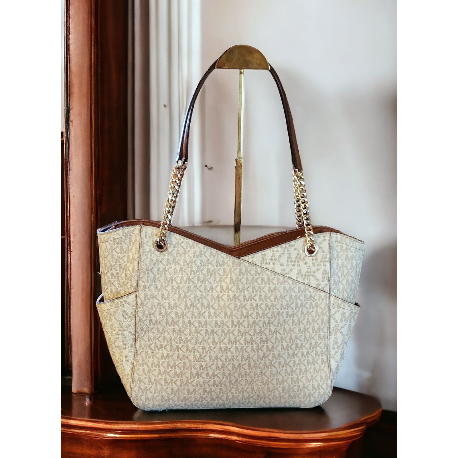 Michael Kors MICHAEL KORS Jet Set Large Logo Chain Strap Bag vanilla Size ONE SIZE - 3 Thumbnail