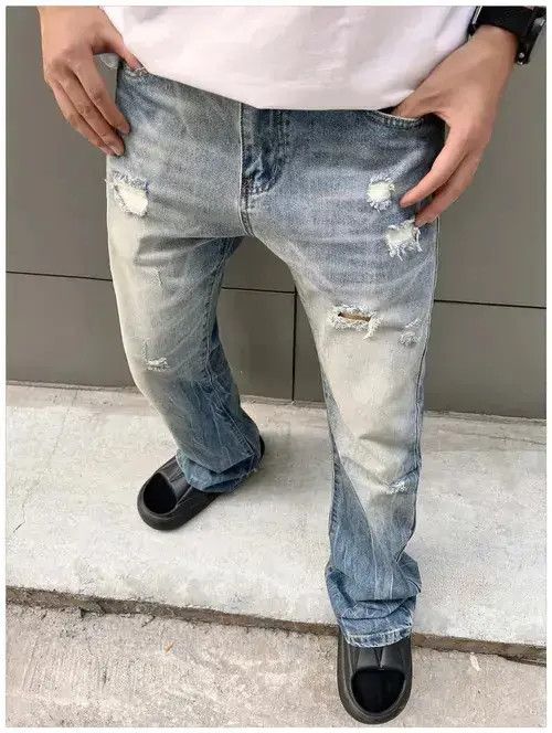 VIBE Blue damaged faded flared punk grunge jeans Size US 32 / EU 48 - 4 Thumbnail