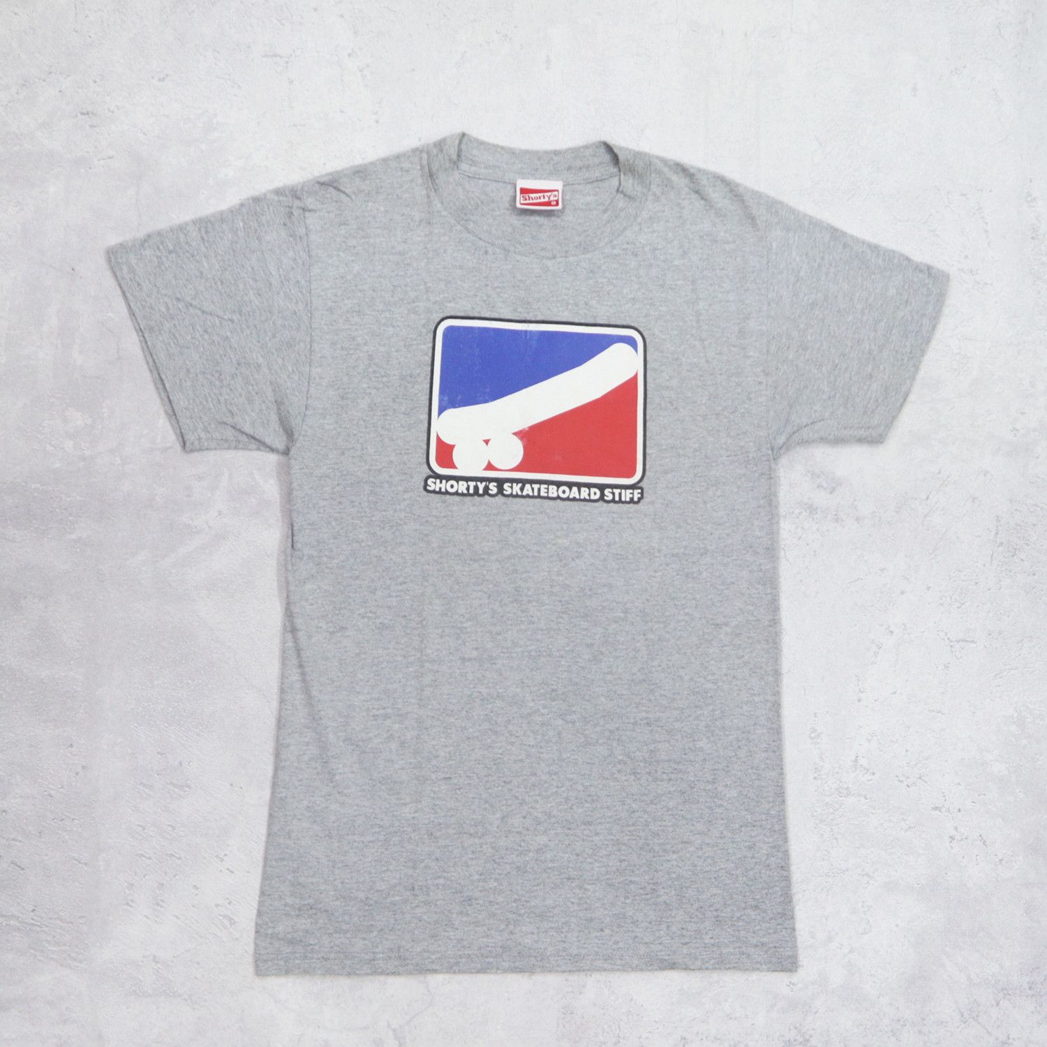 image of Shortys Skateboards x Skategang Shorty's Skateboard Stiff Skate Icon Logo T-Shirt in Grey (Size Sma