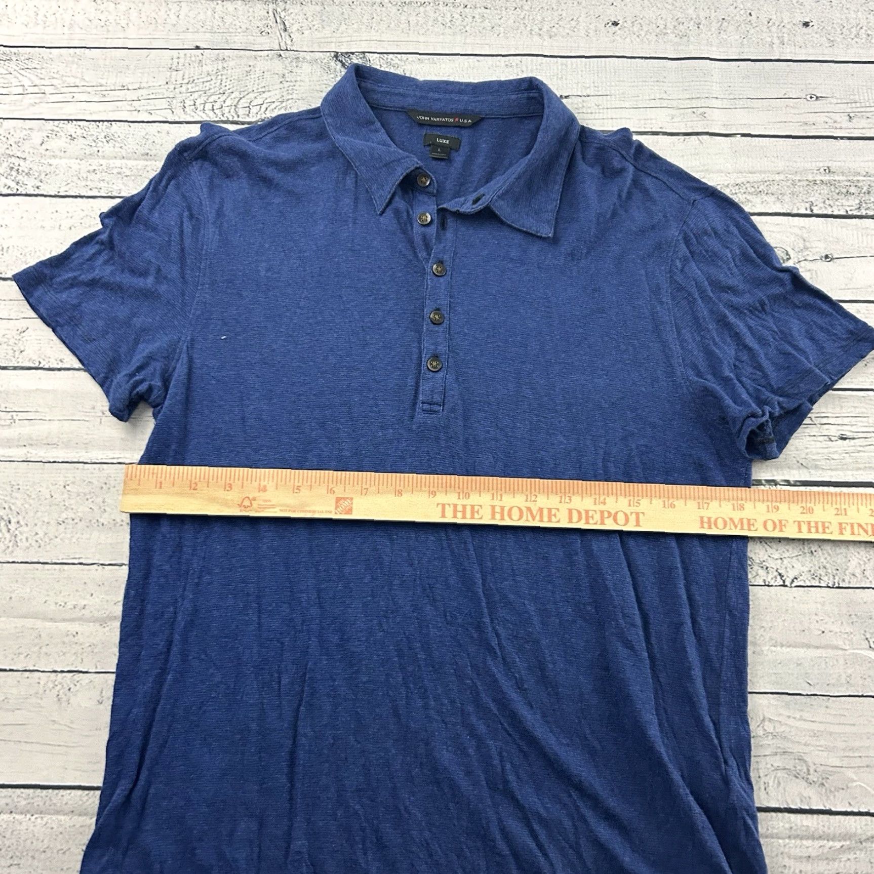 John Varvatos John Varvatos Luxe Short Sleeve Polo Shirt Men L Blue Size US L / EU 52-54 / 3 - 4 Thumbnail