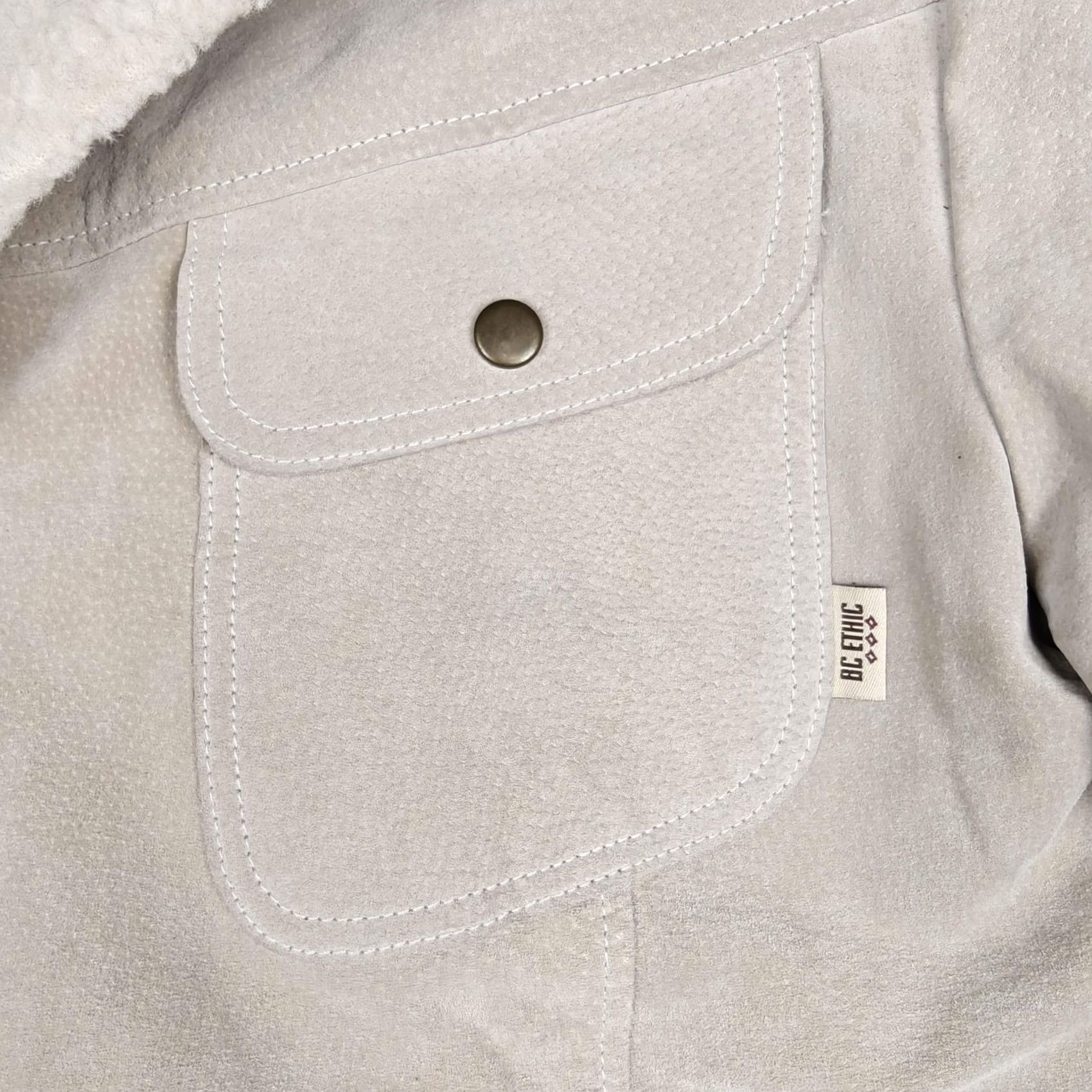 Vintage BC Ethic Jacket Mens Medium Beige Leather Bomber Sherpa Lined Western Snap Size US M / EU 48-50 / 2 - 5 Thumbnail