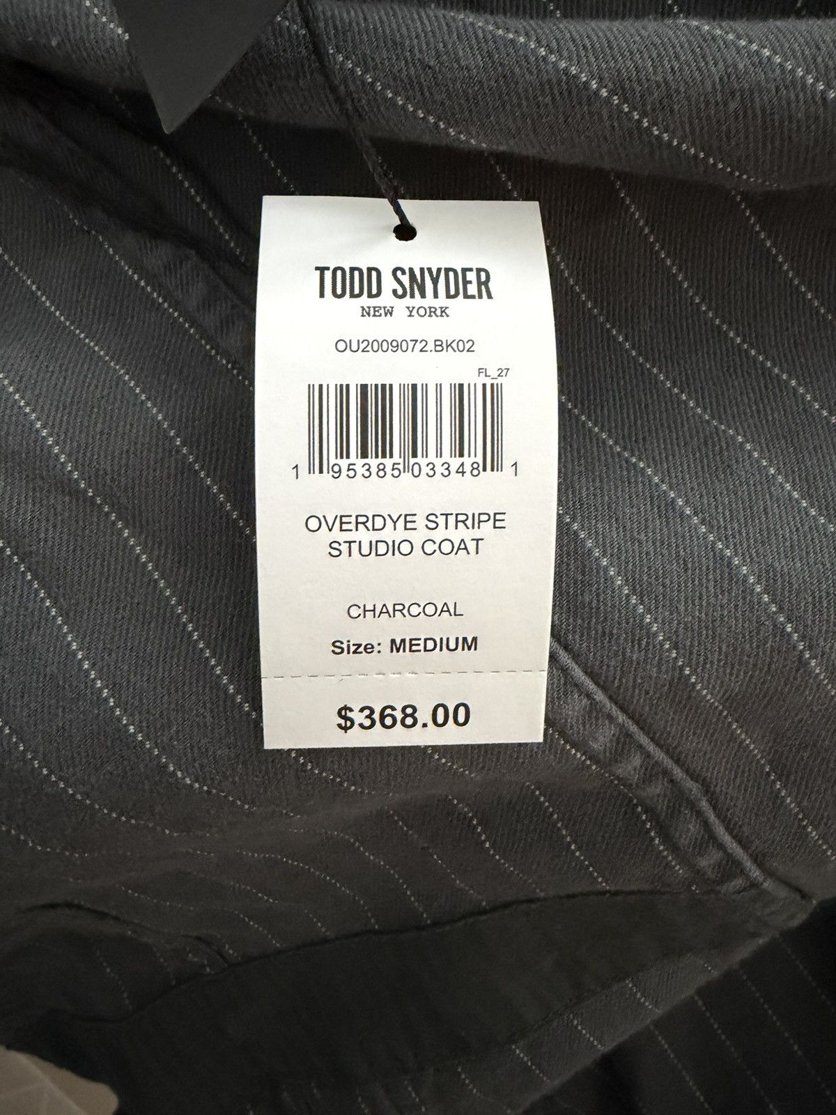 Todd Snyder Overdye stripe studio coat in charcoal Size 42L - 3 Thumbnail