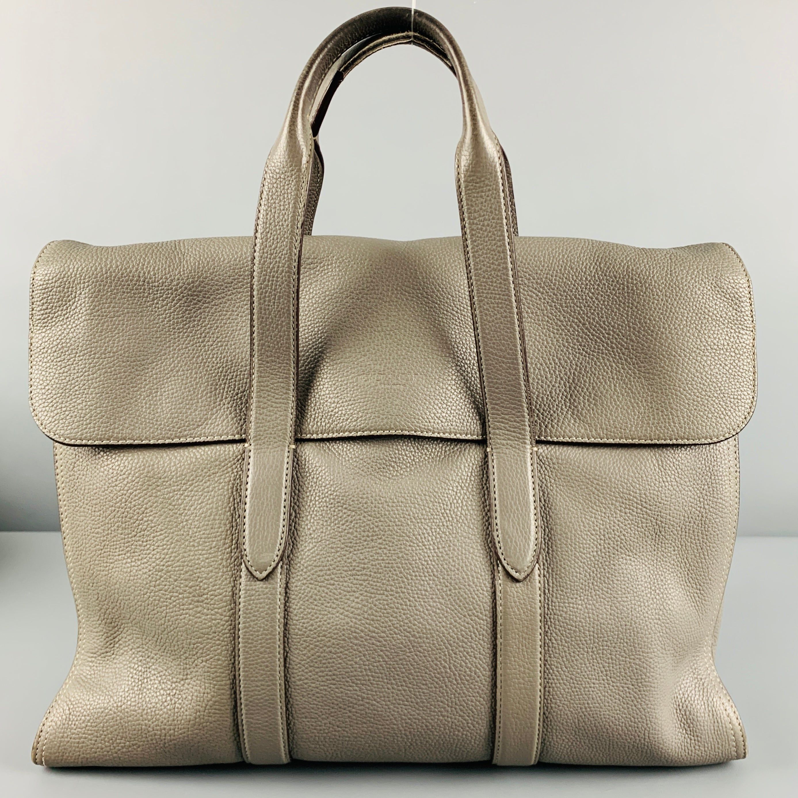 image of Coach Grey Pebble Grain Leather Tote Bag, Men's