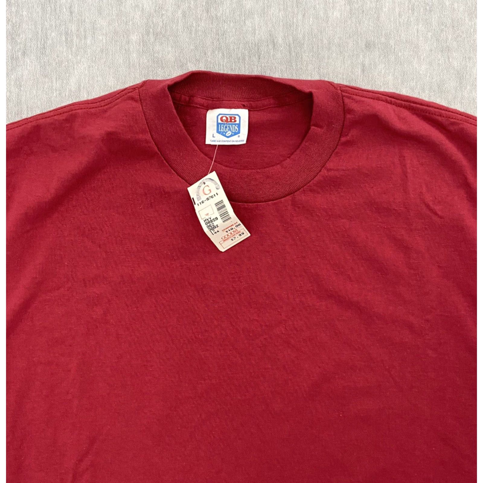Vintage VINTAGE QB Legends Cotton T-Shirt Men Large Red 90s Crew Neck Short Sleeve Single Stitch Size US L / EU 52-54 / 3 - 3 Thumbnail