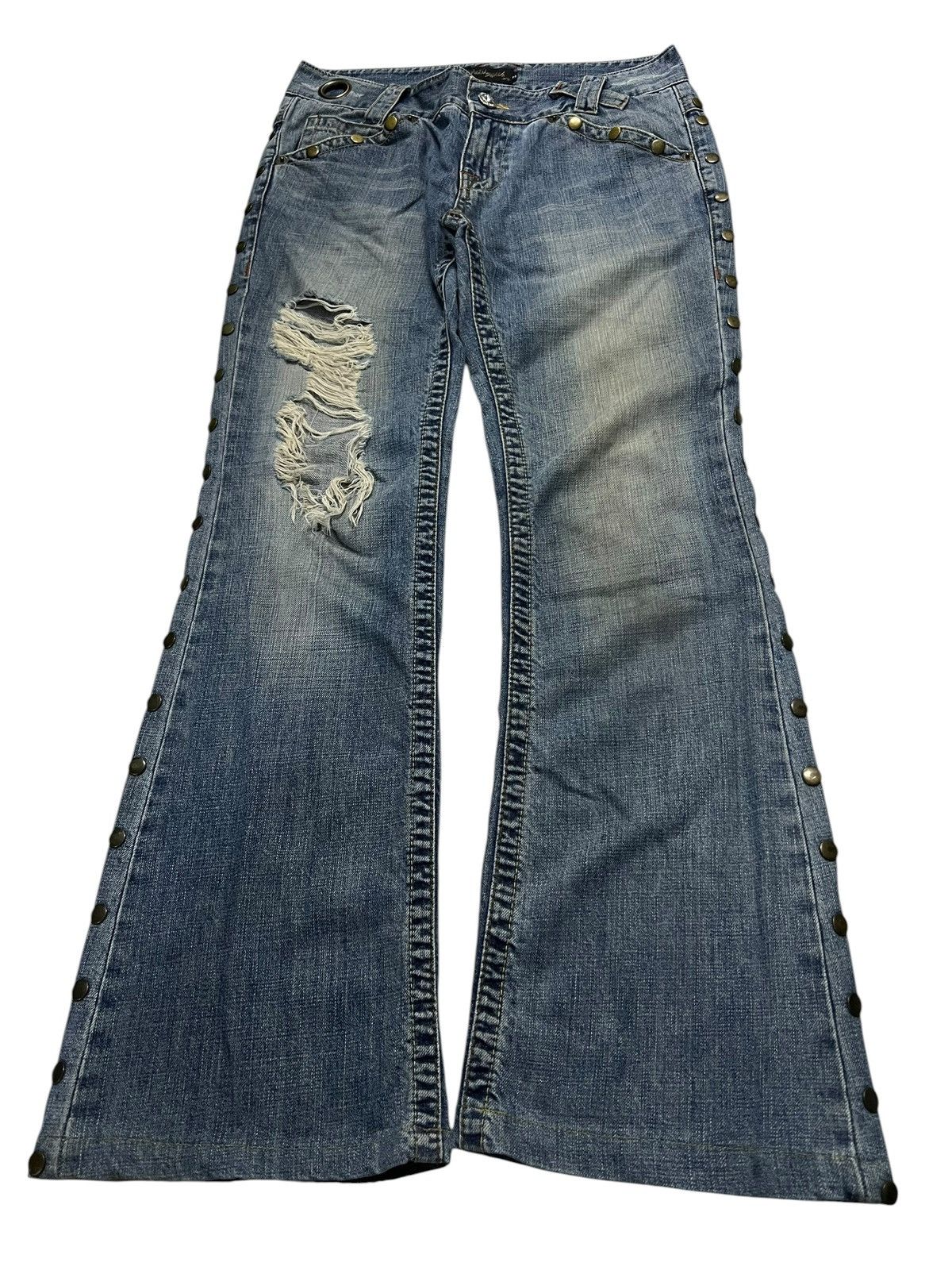 Japanese Brand Flare Jeans Vanquish Distressed Mud Wash Jean Like Kapital Size US 31 - 1 Thumbnail